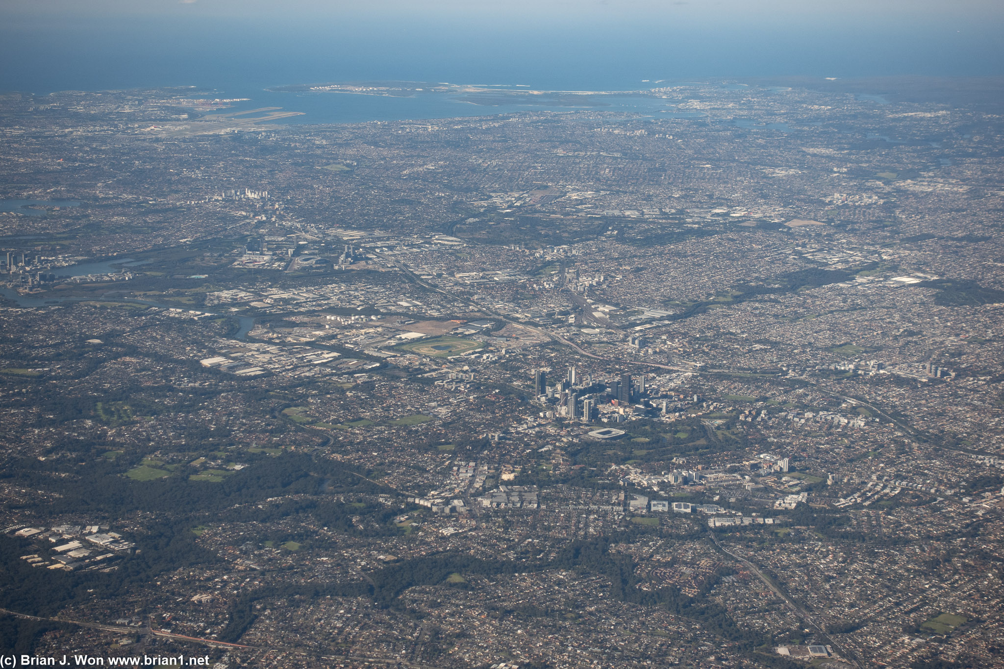 CommBank Stadium in Parramatta just right/down from center as we climb past 6,000 feet.