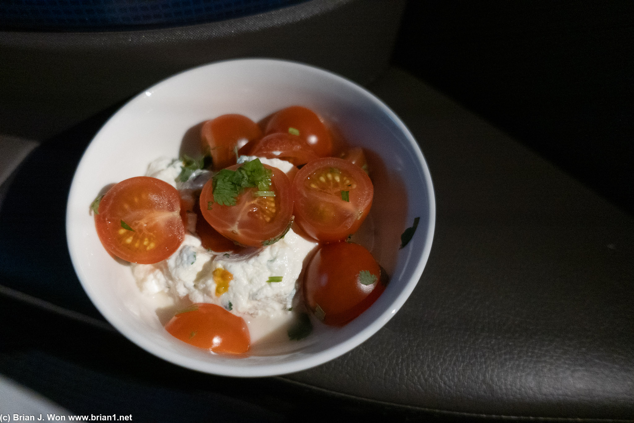 Leftover buratta for mid-flight snack was not great, cheese had become too melty.