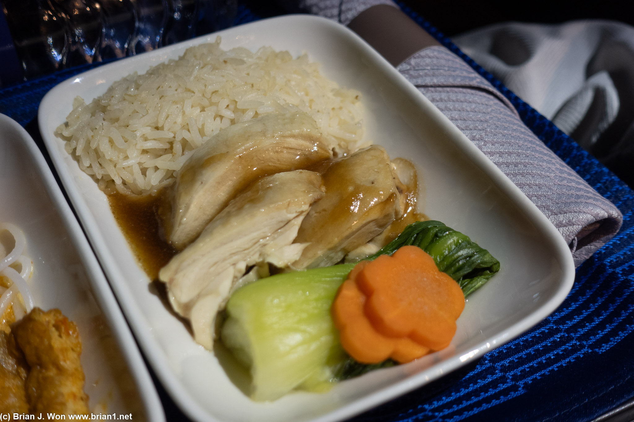 Maxwell Street-inspired Hainan chicken was actually legit (for an airplane).