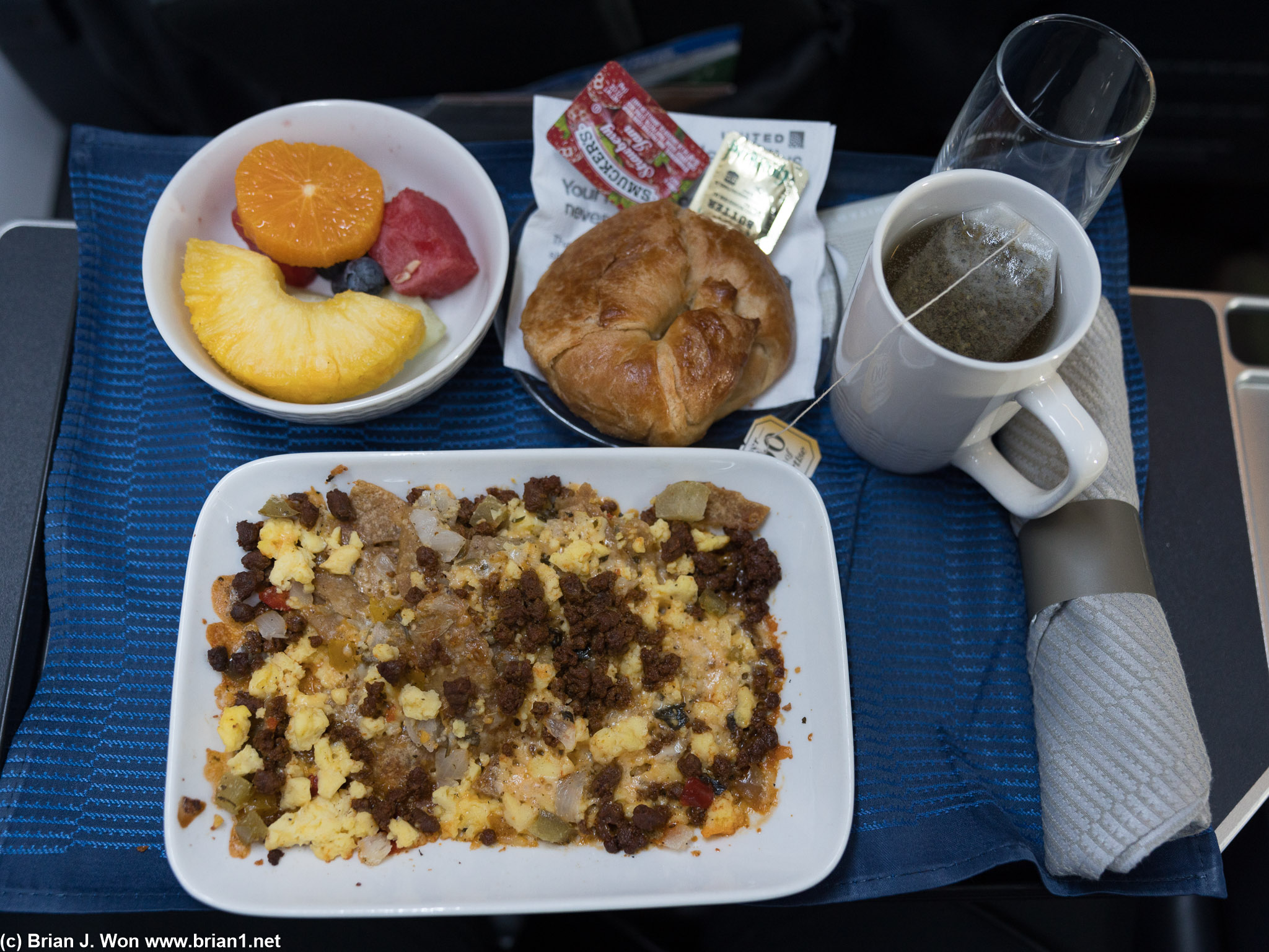 Chorizo slop on the flight from Newark to St. Kitts.