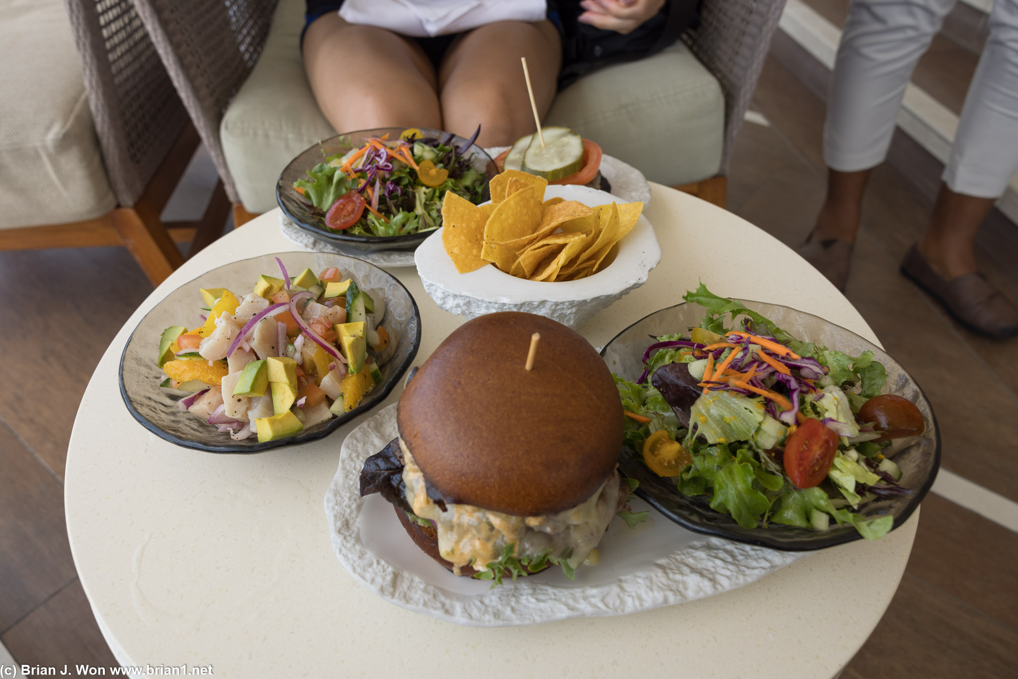 Burgers and ceviche.