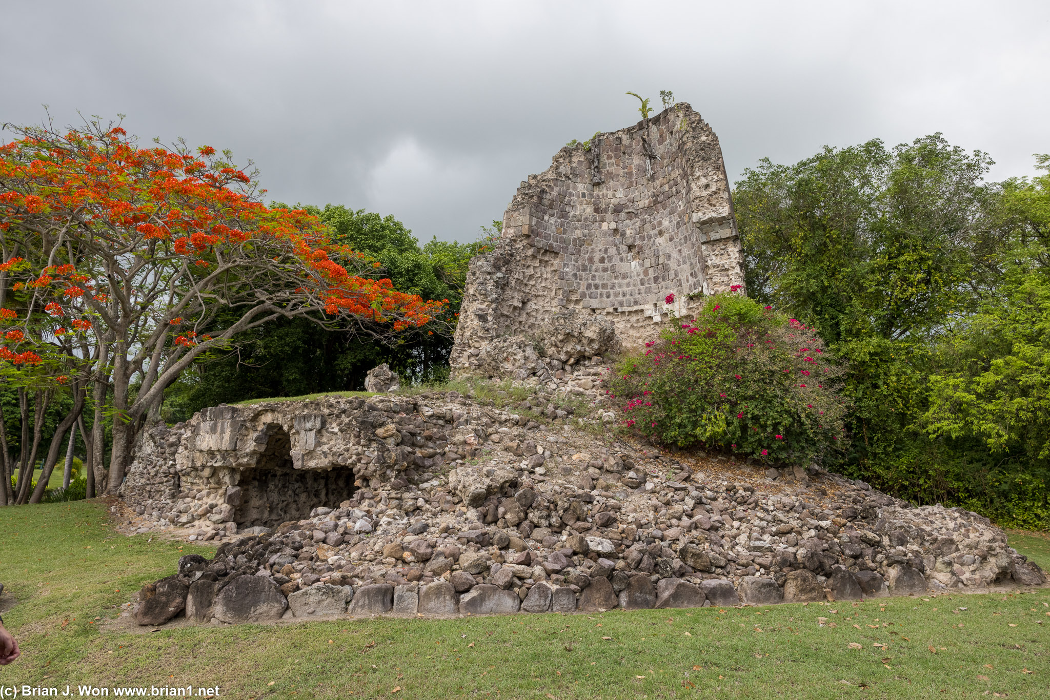 Old sugar mill is a signature feature of the Four Seasons Nevis golf course.