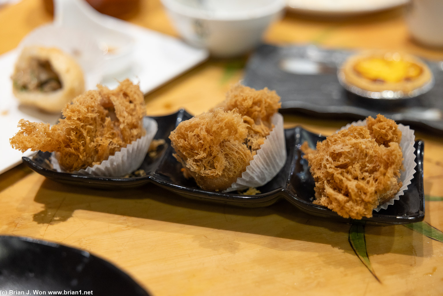 Fried taro and pork balls were almost TOO fried, but not quite-- still good!