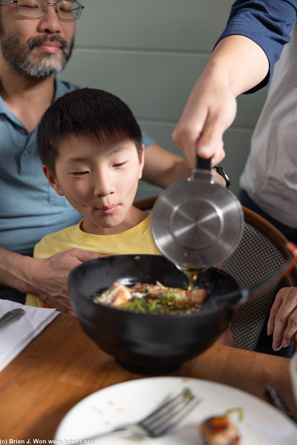 Mason and his favorite dish.