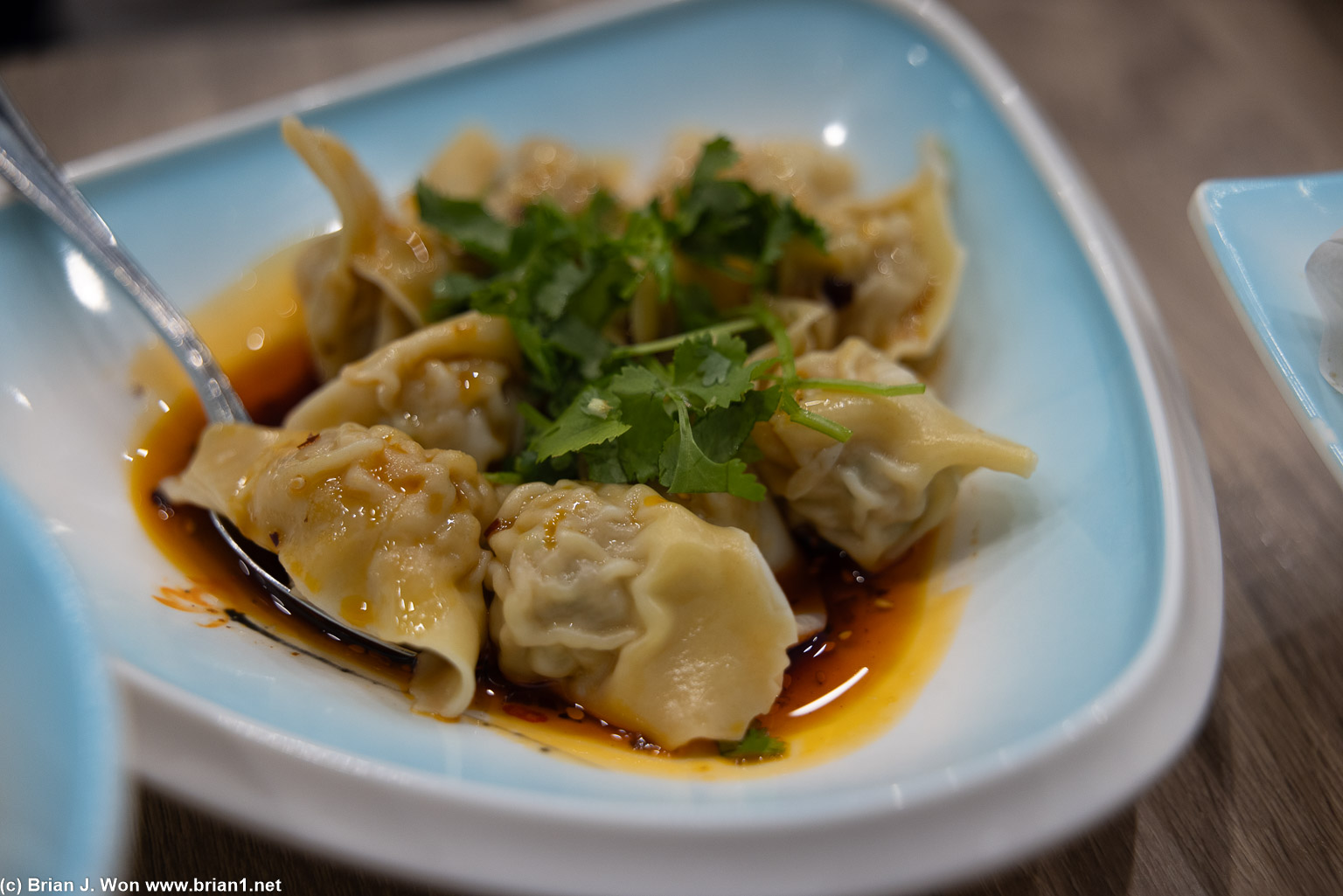 Spicy wontons were very good.