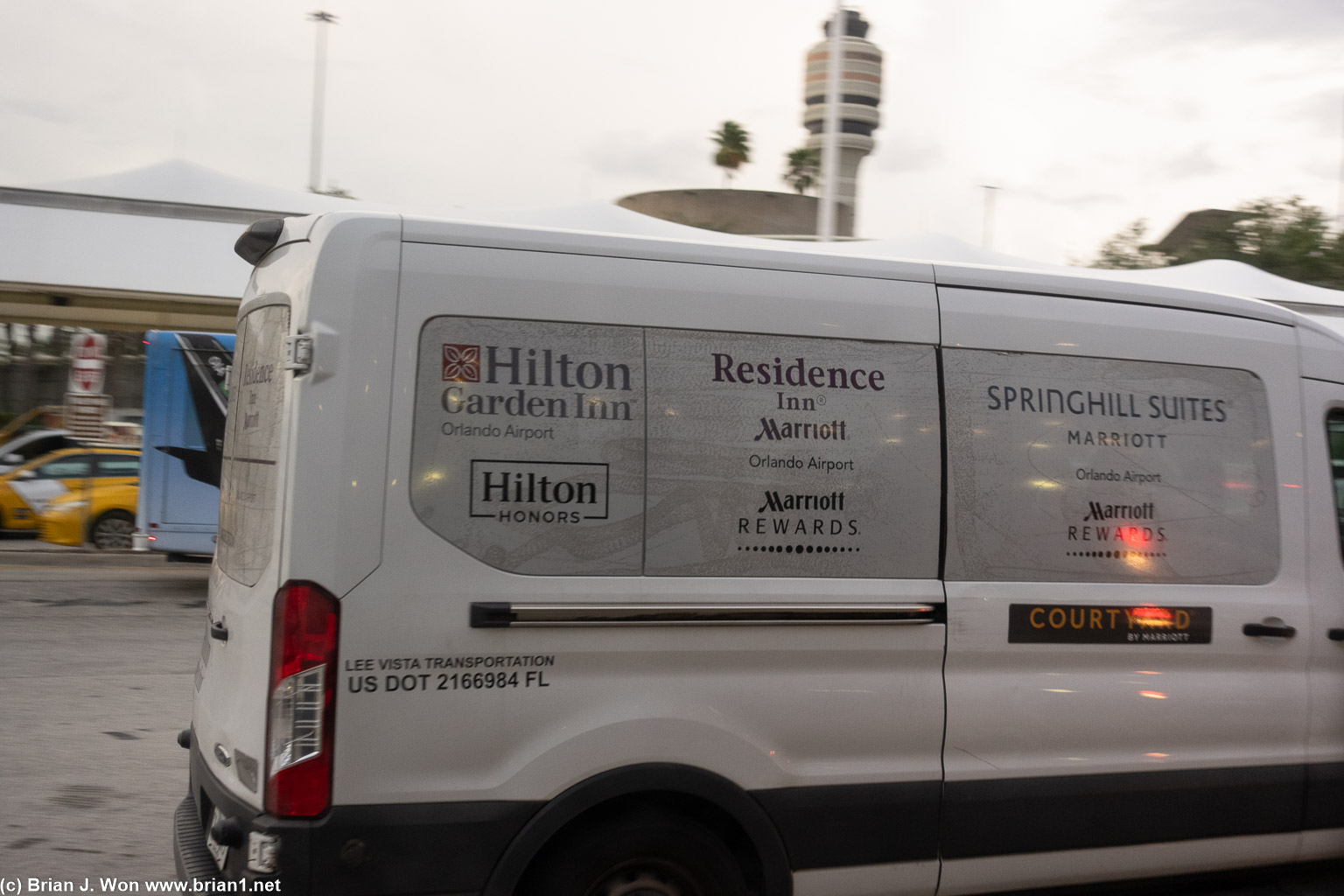 Hilton Garden Inn shares a shuttle with two different Marriott branded hotels?