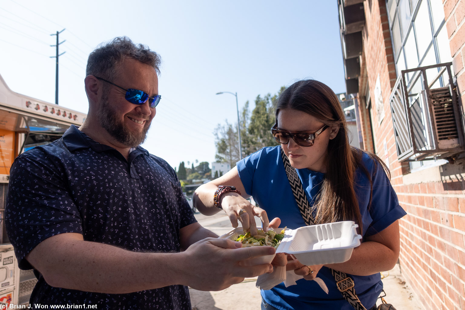 Andi and Kat digging in.