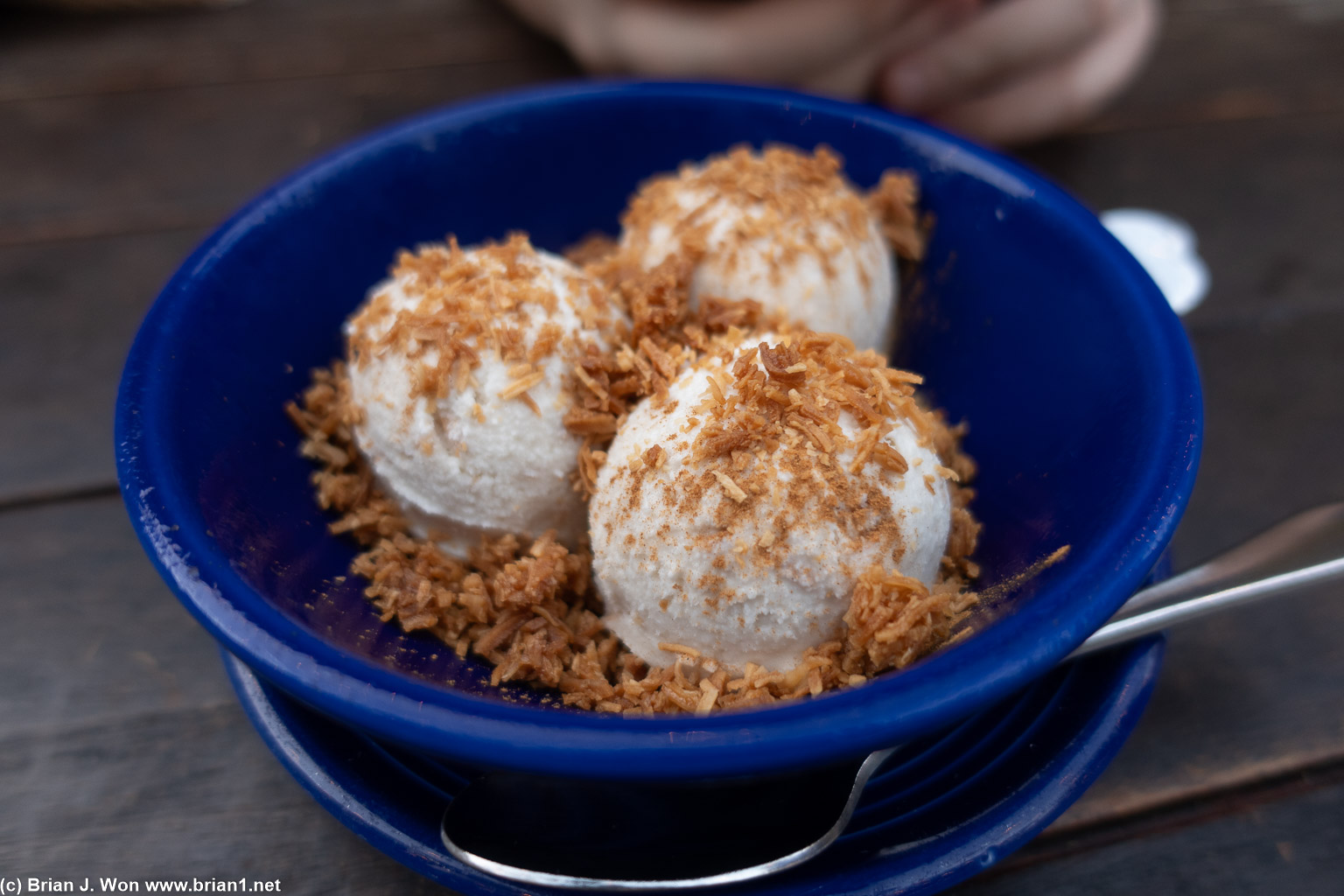 Toasted coconut sorbet was worth the calories. Would get again.