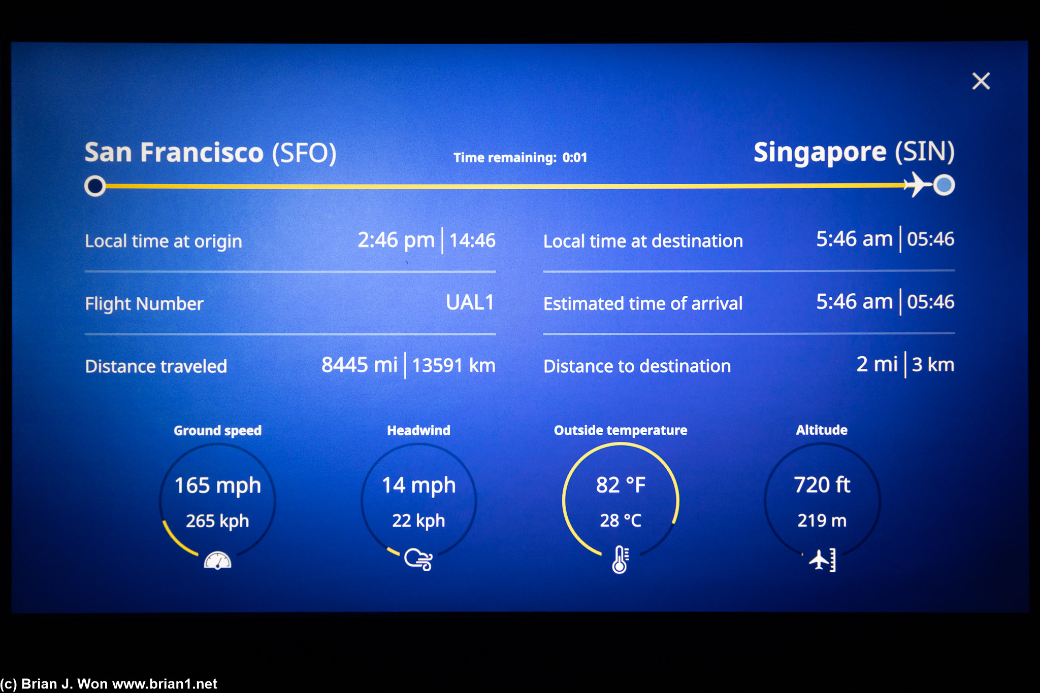 Just for more numbers, 8,447 miles per the IFE.