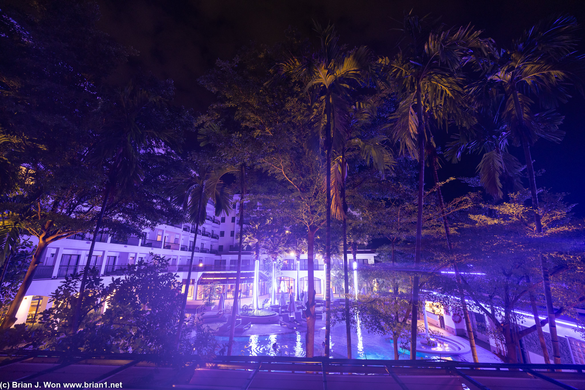 Night view of the pool.