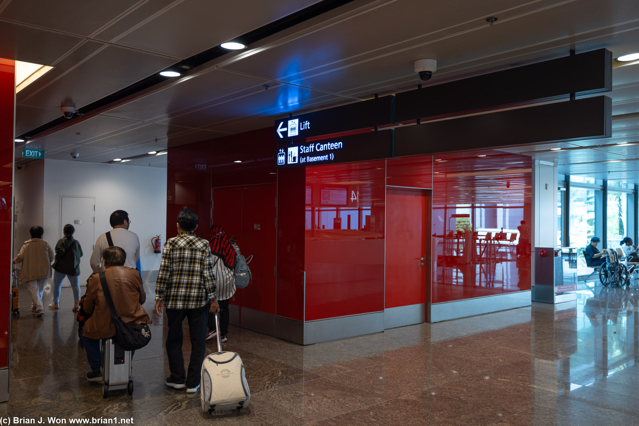 Elevator to the Terminal 1 Staff Canteen is by check-in row 14.