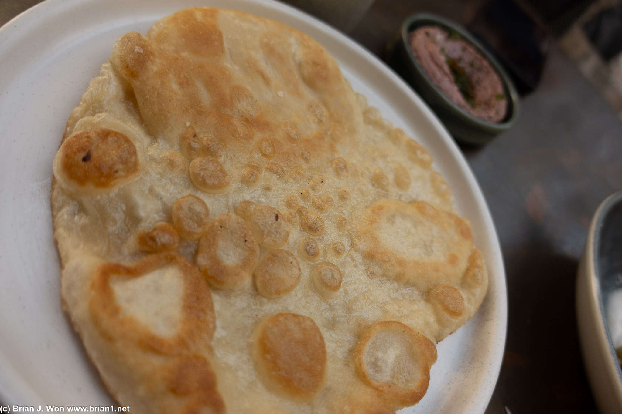 Naan was excellent. Had it with chicken liver mousse and also fresh butter.