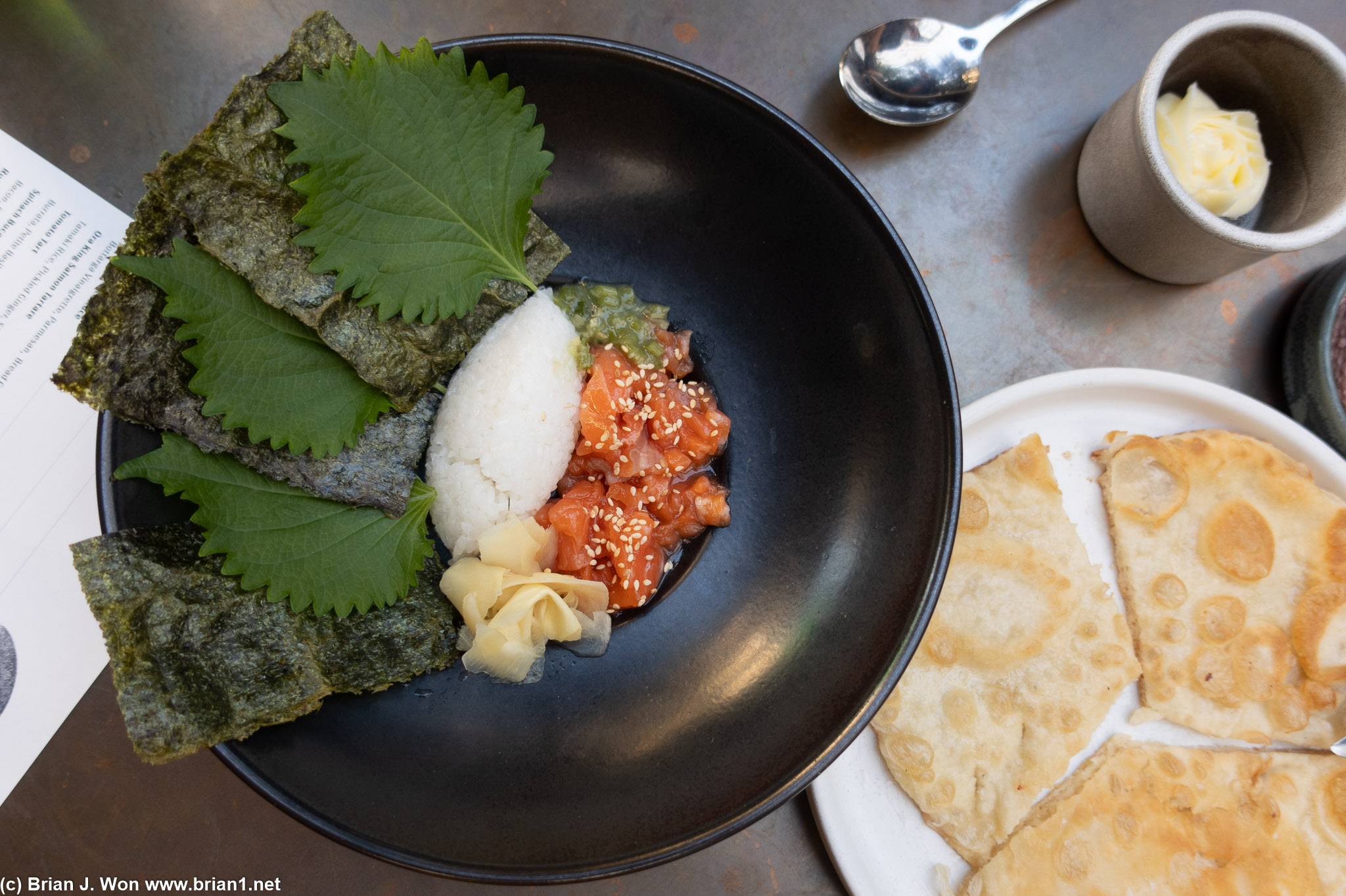 Salmon tartare is basically a deconstructed hand roll.