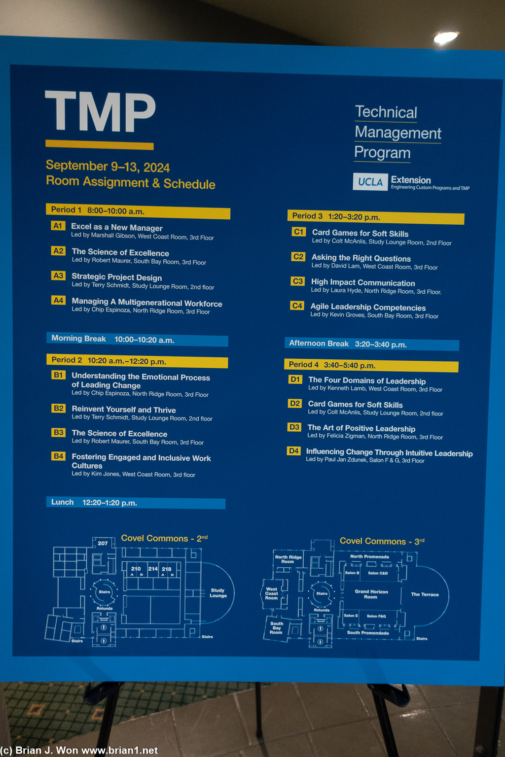 UCLA Extension 107th  Technical Management Program (TMP) schedule.