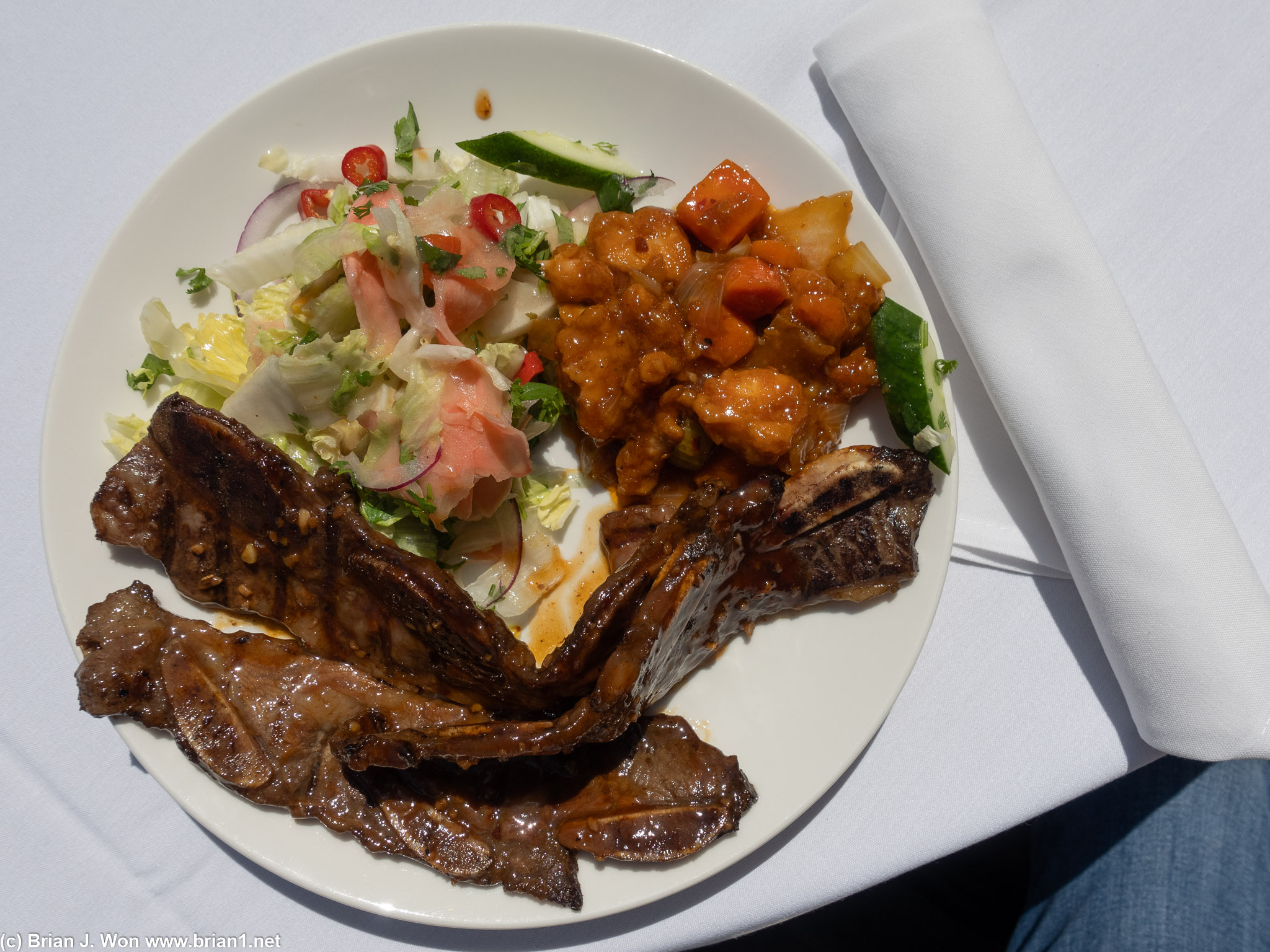 Wednesday lunch. UCLA Catering's galbi is way too sweet and quality is meh, but it's sitll galbi.