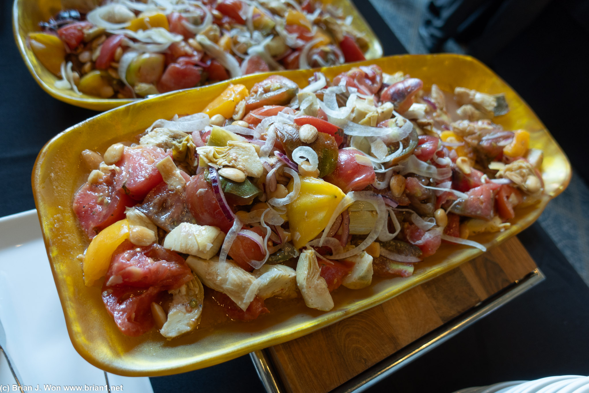 Heirloom tomato and fennel salad with artichoke hearts.