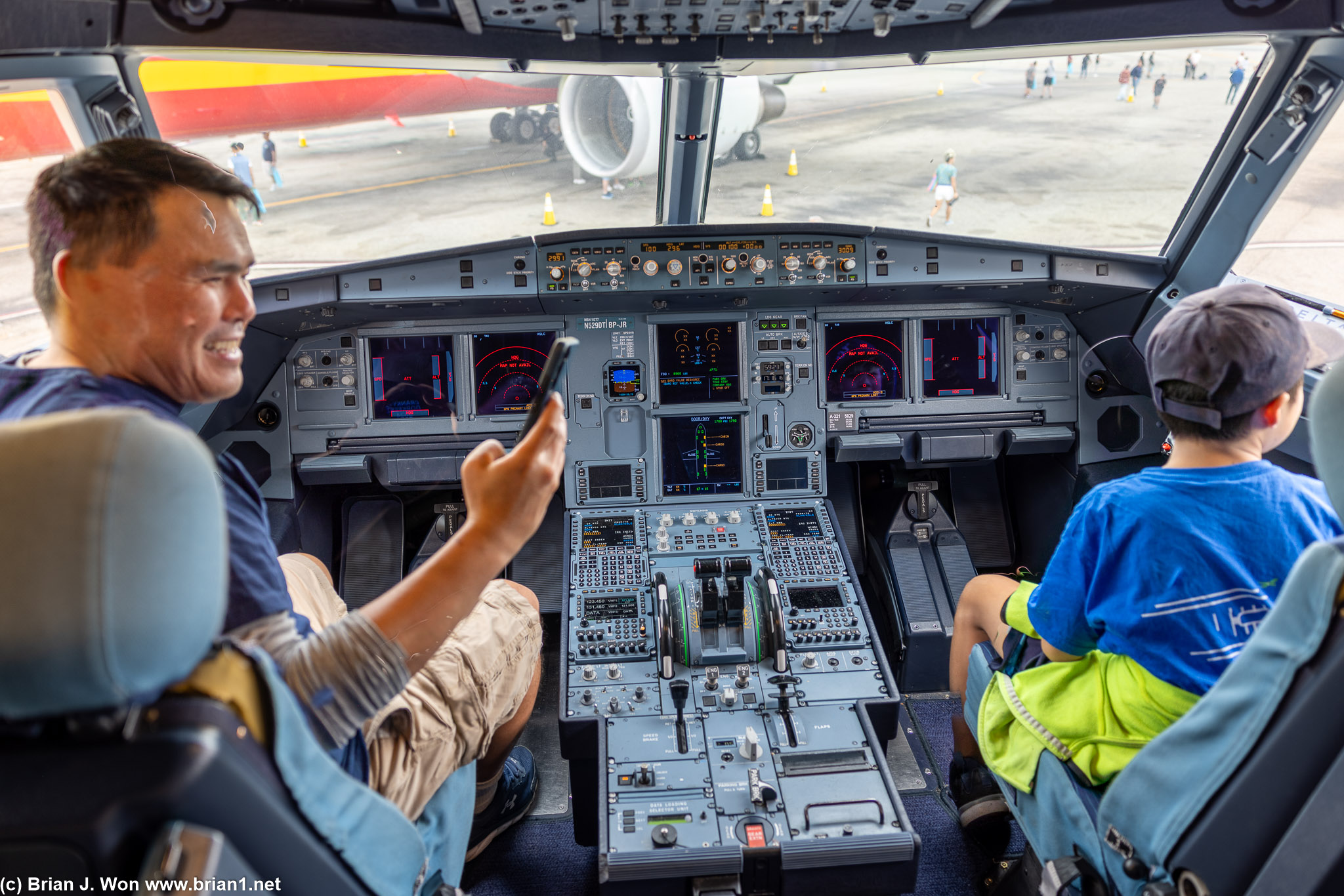 Inside the cockpit with some other very excited guests.