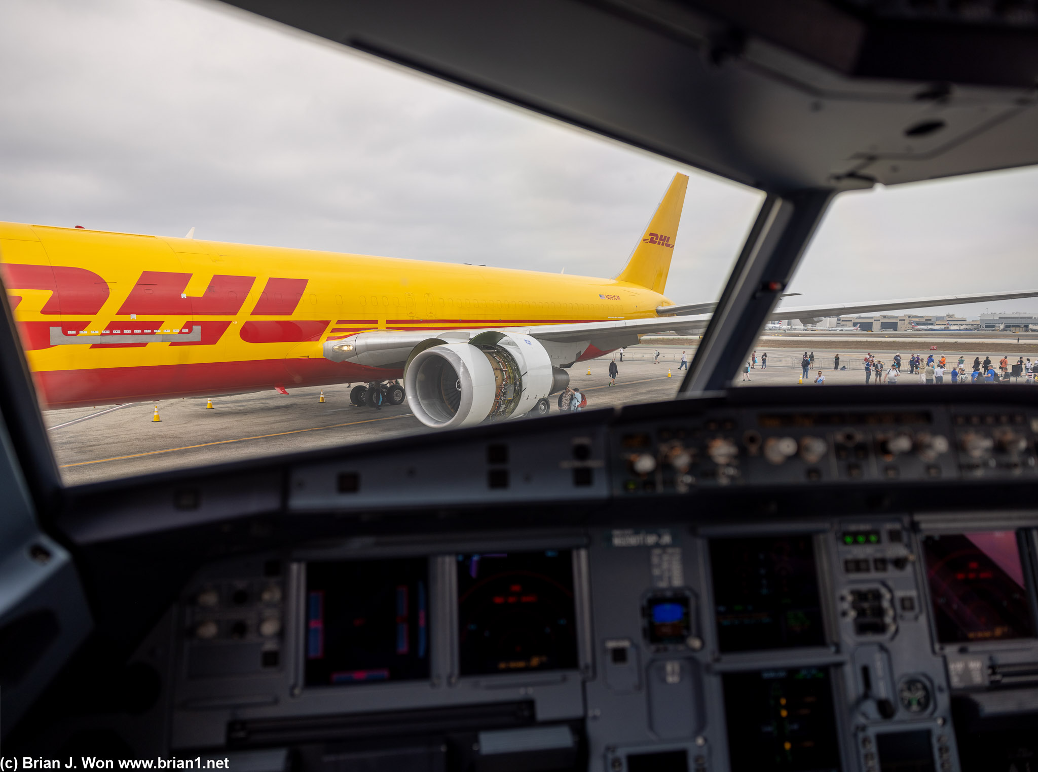 Looking out the window toward the DHL 767-300 in front of us.