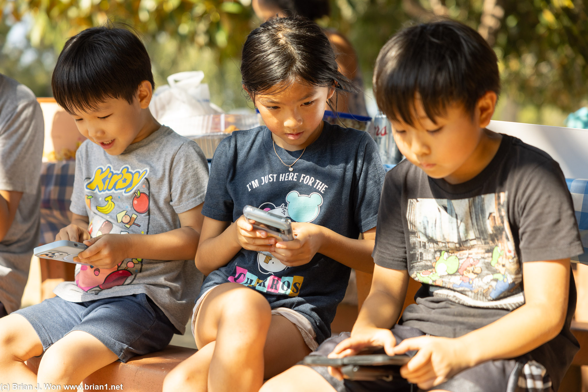 The kids playing Pokemon Go.