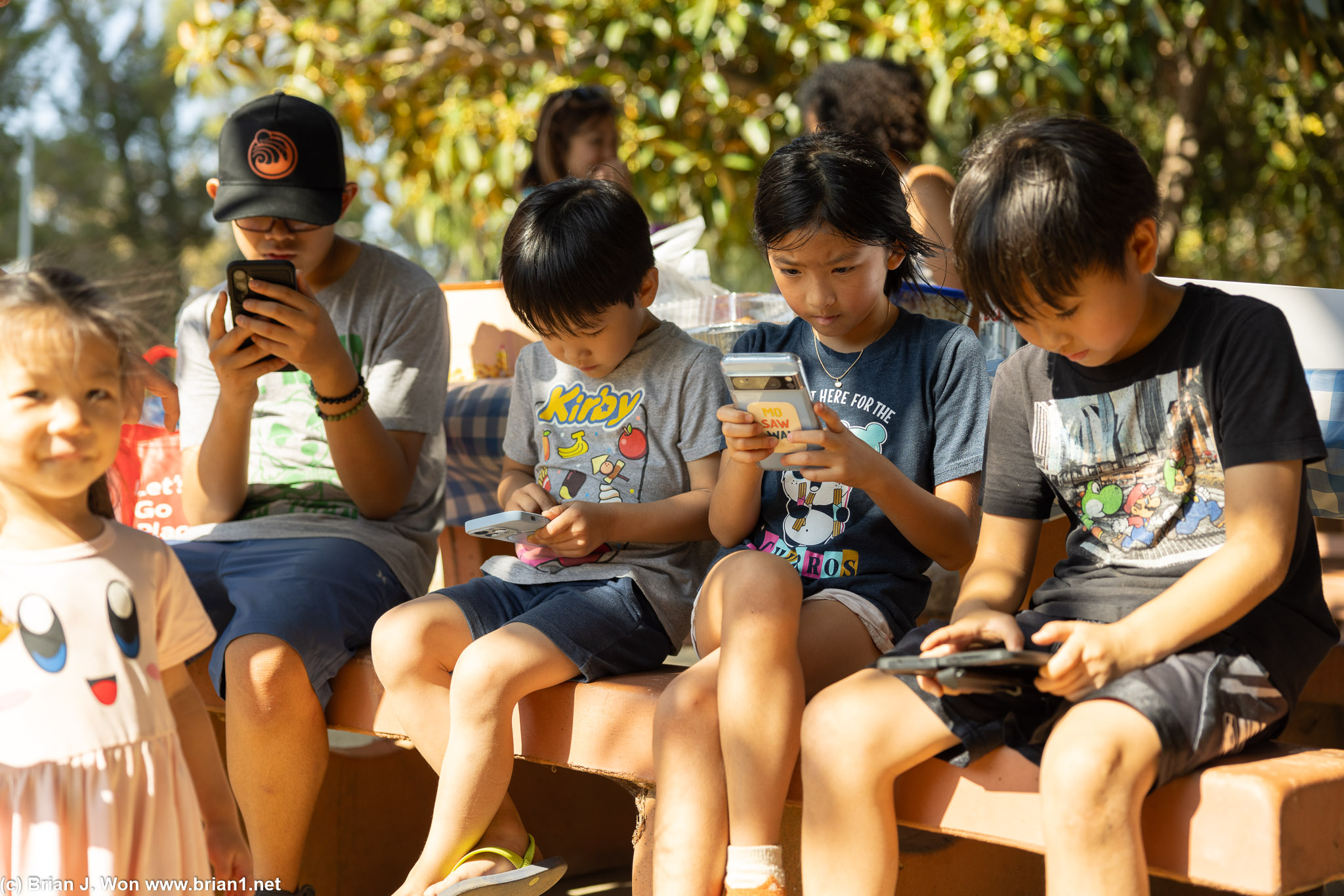 The kids playing Pokemon Go.