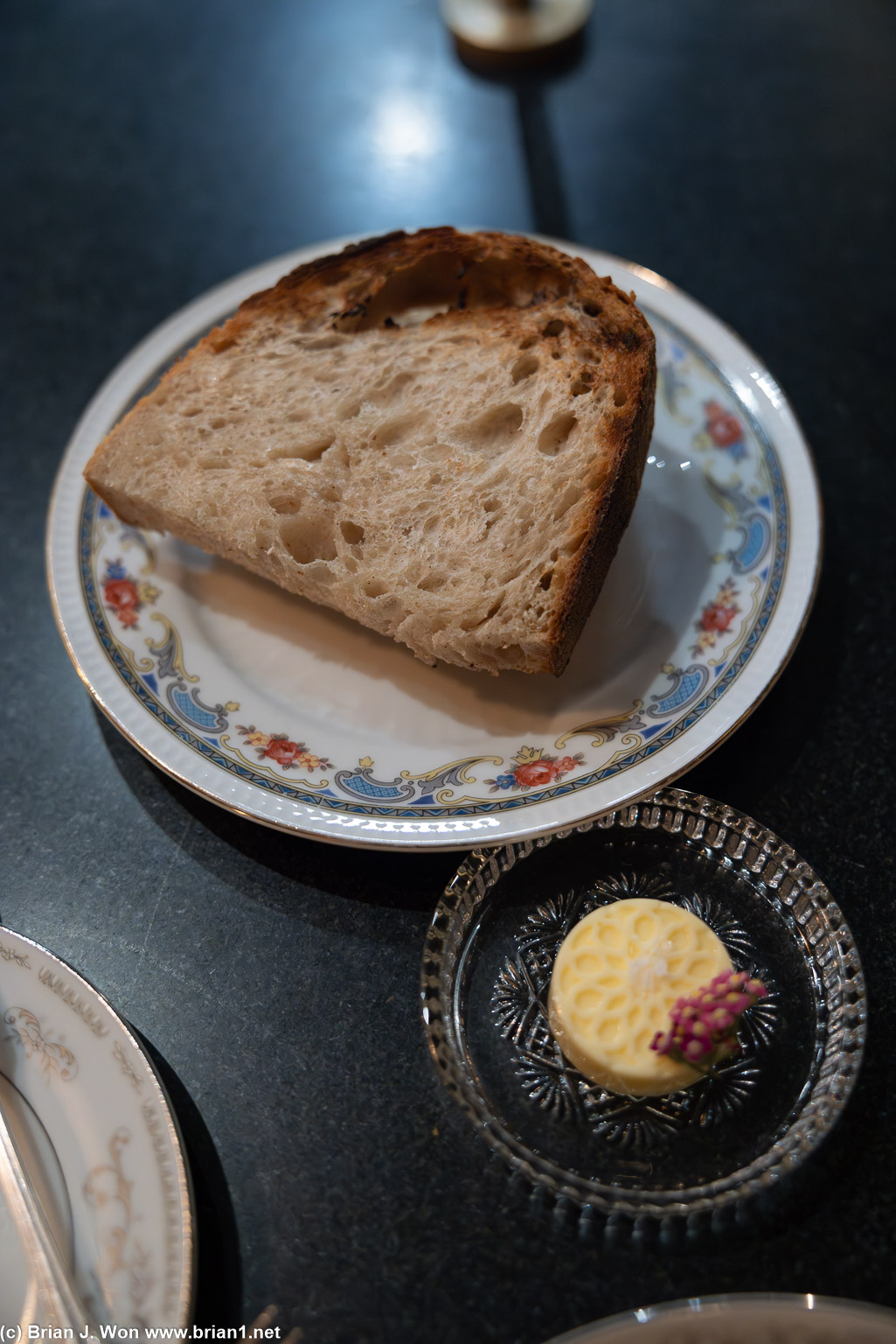 Plain bread, rosemary/pumpkin/polenta bread, and 11 day aged butter.