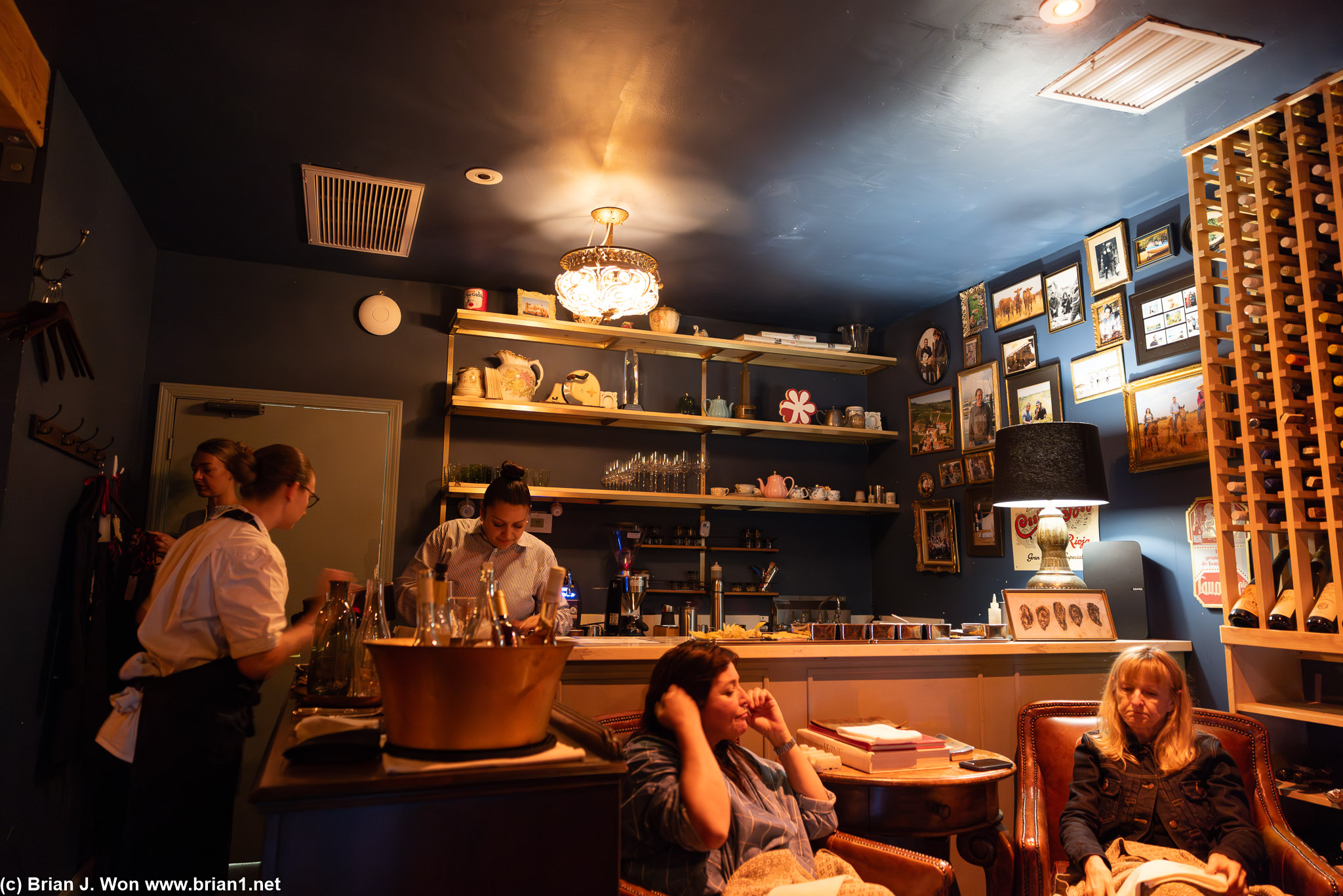 Everyone is given blankets because they keep the wine room decidedly cool.