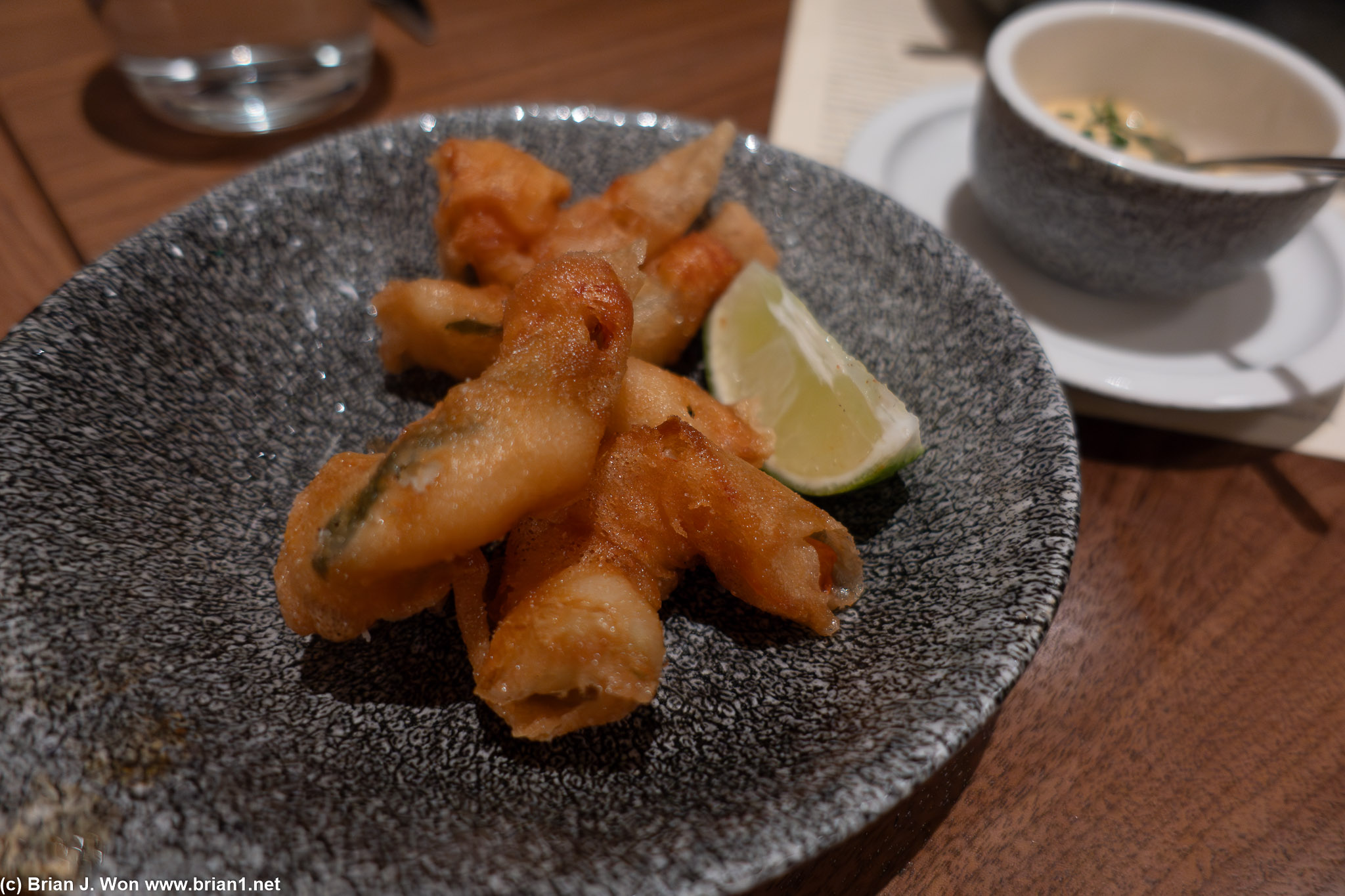 Shrimp tempura was too fried.