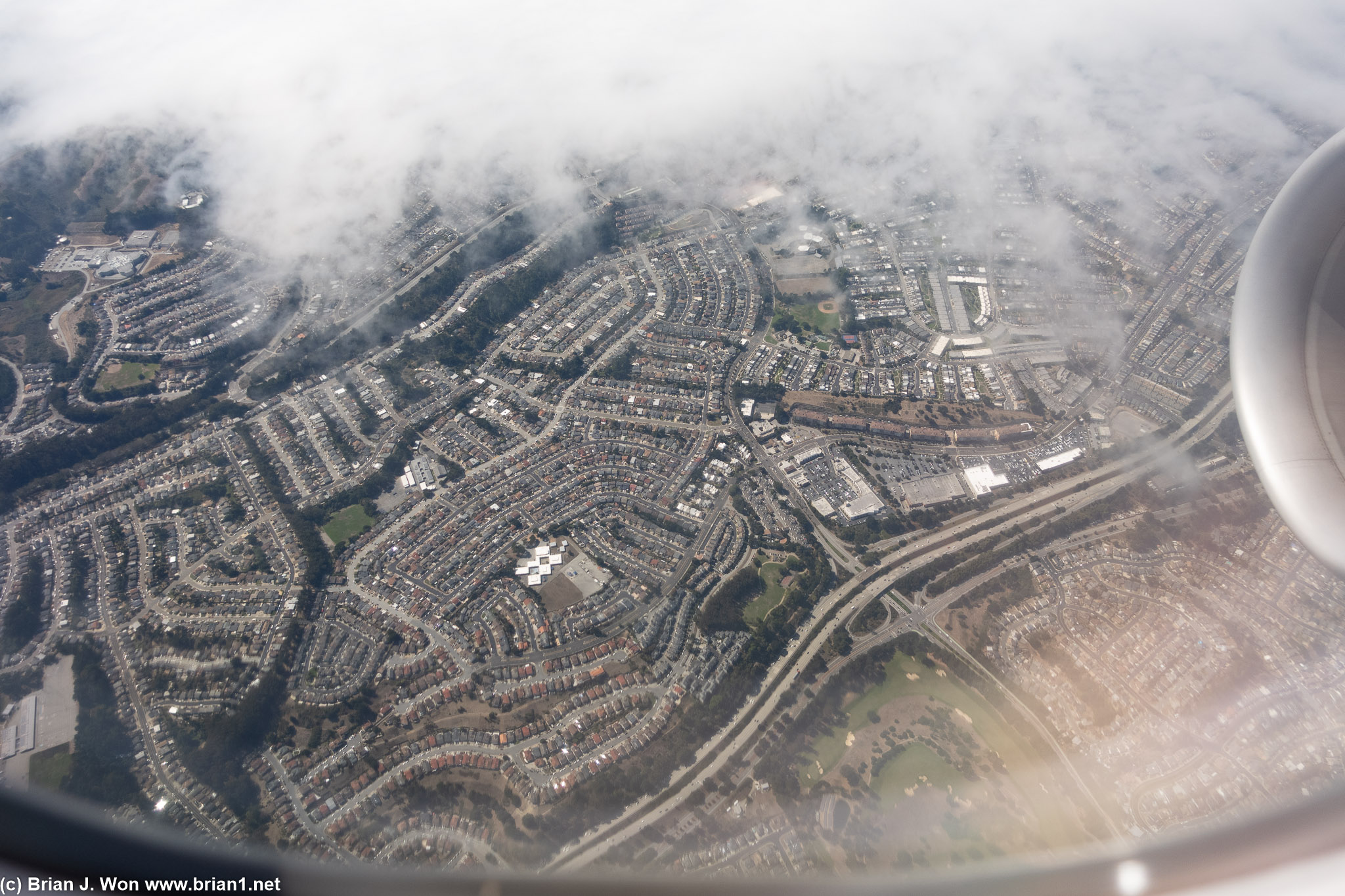 Looking down at US-101 near SFO.