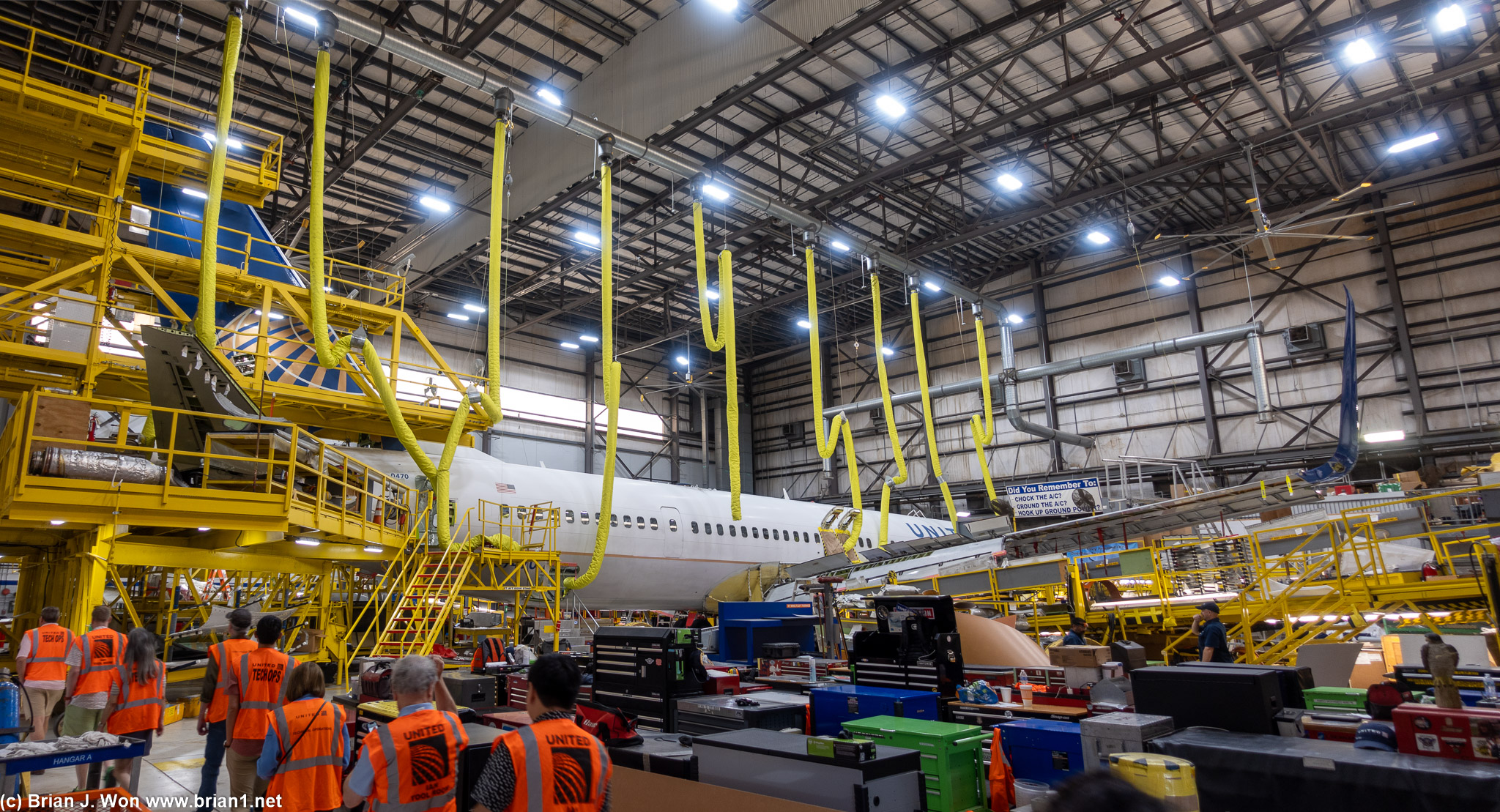 Hangars are very full during a heavy maintenance check.