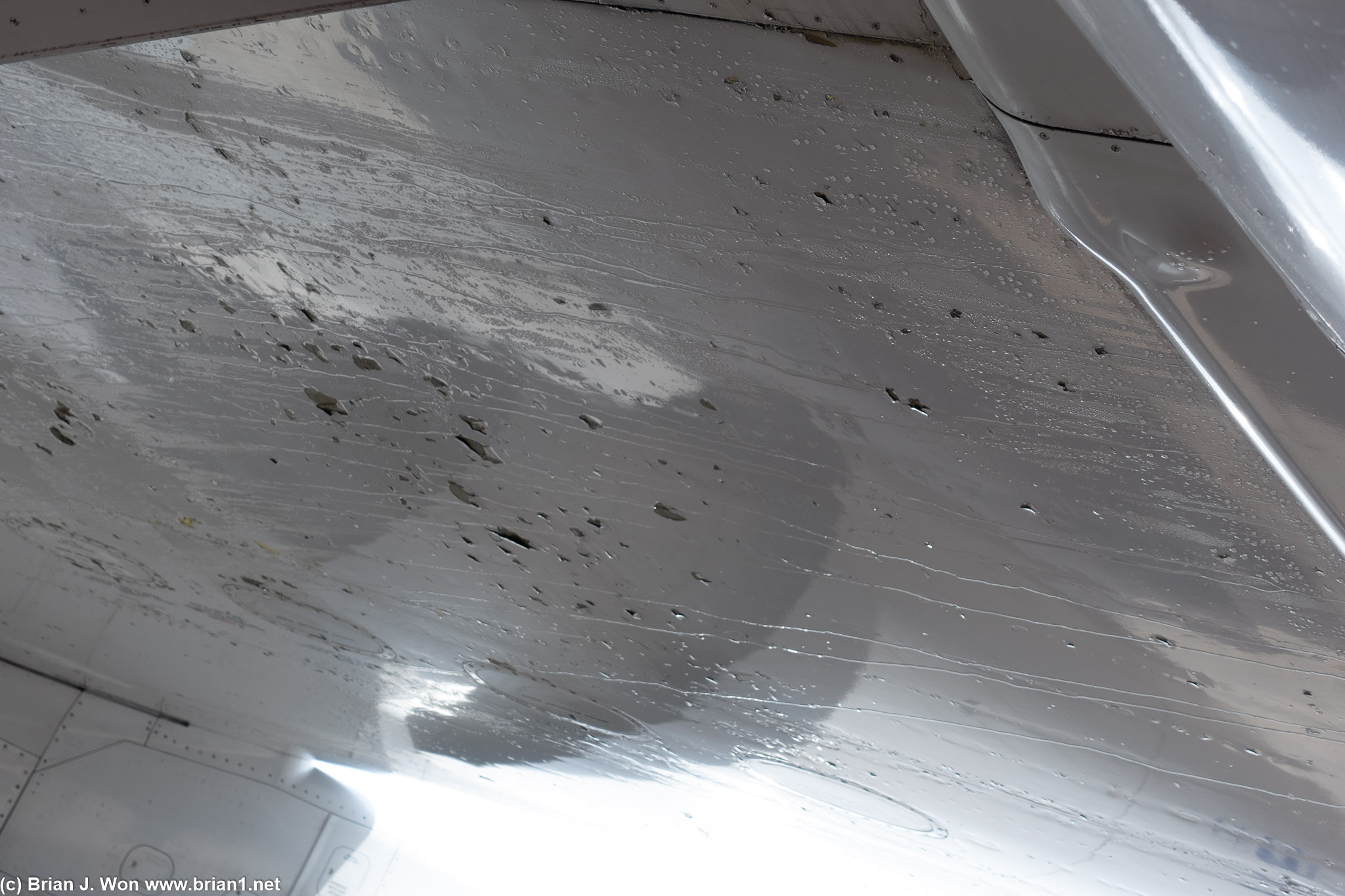 Paint damage from condensation-- from the cold fuel contained within the wing.