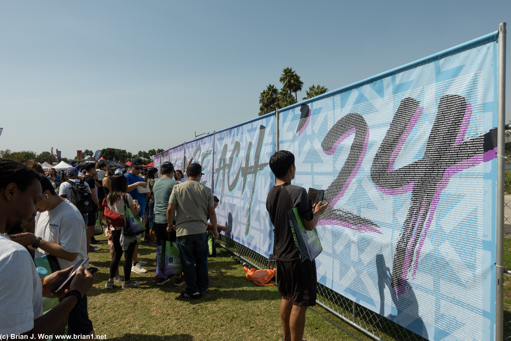 Wall of runners.