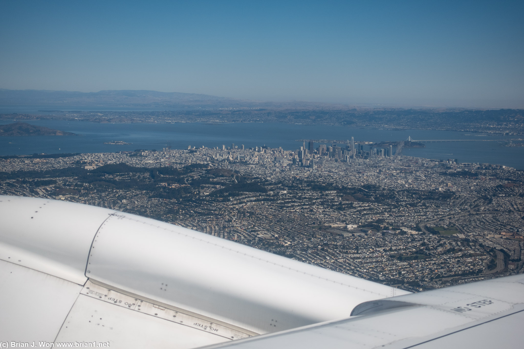 San Francisco and the San Francisco-Oakland Bay Bridge in the distance.