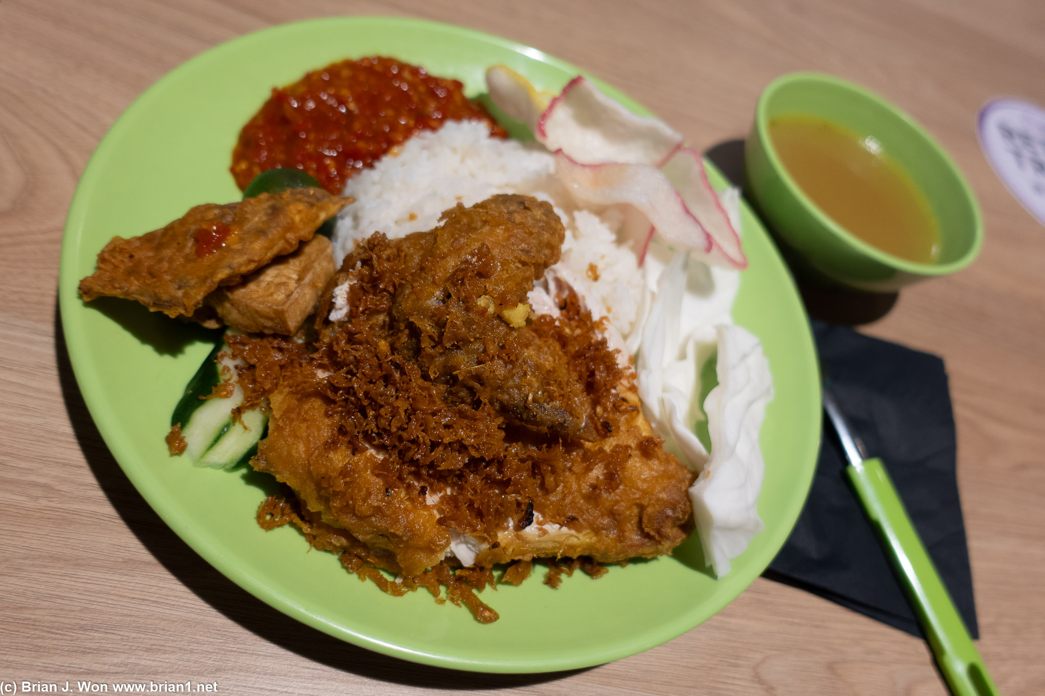 Ayam goreng, the most popular dish of the morning.