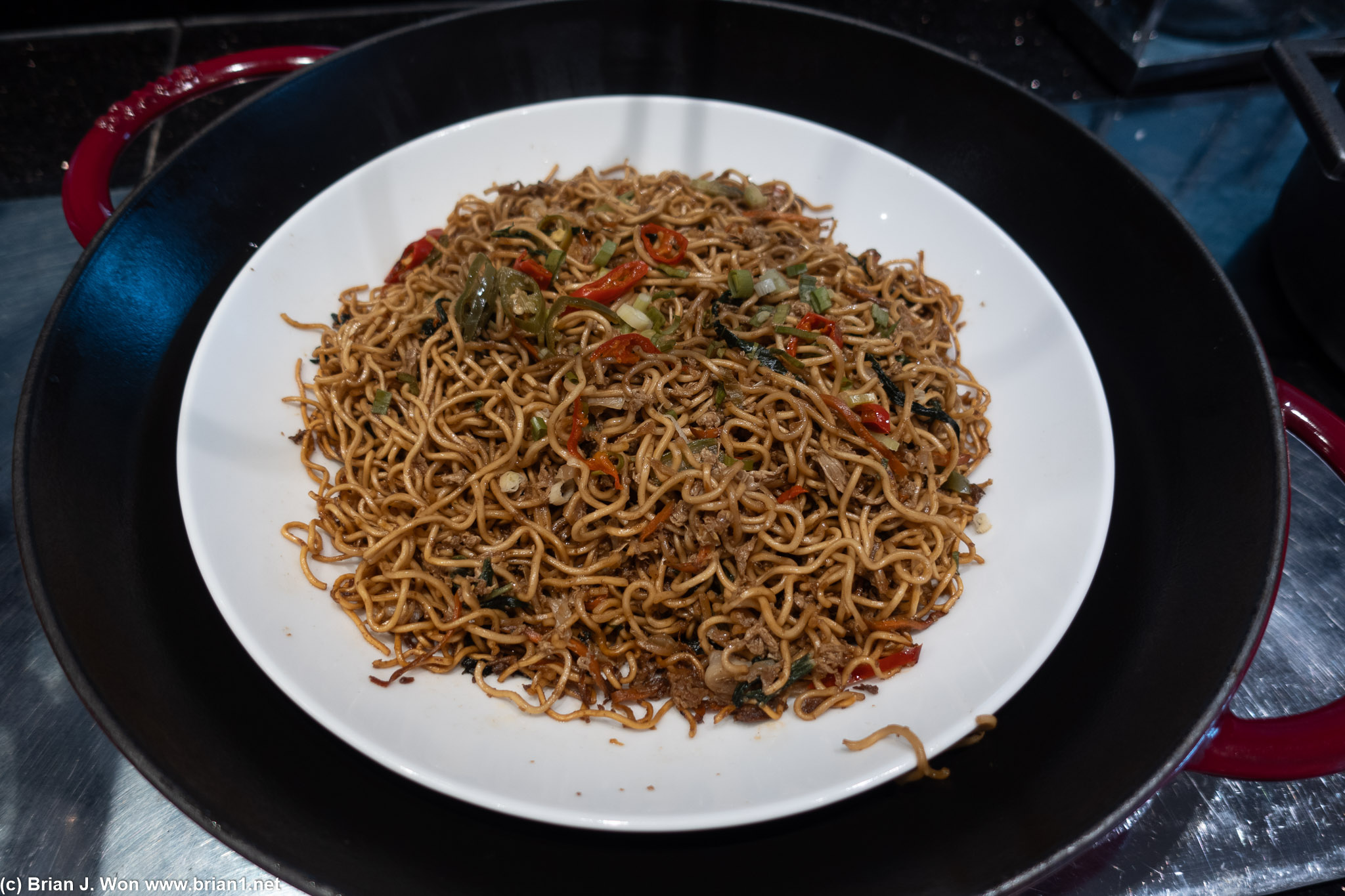 Vegetable fried egg noodle.