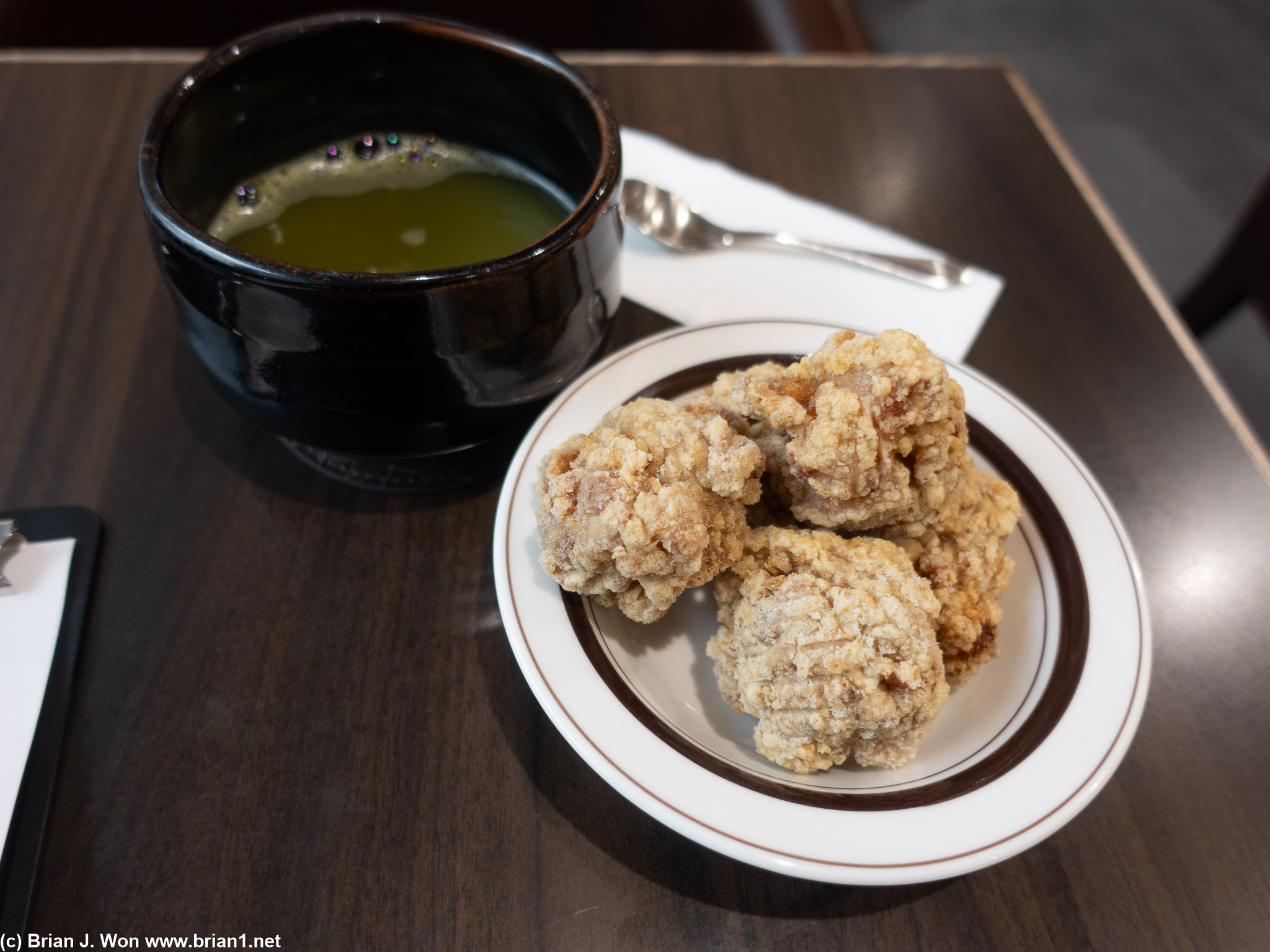 Hoshino Coffee's matcha and karaage.