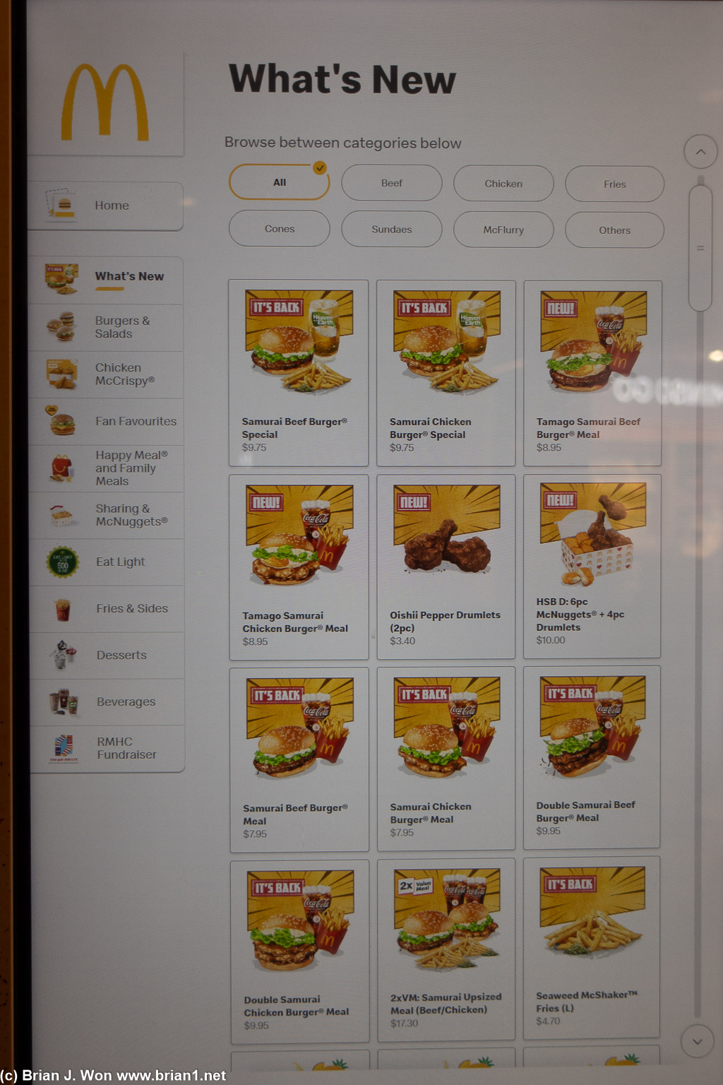 McDonald's Singapore-exclusive menu items.