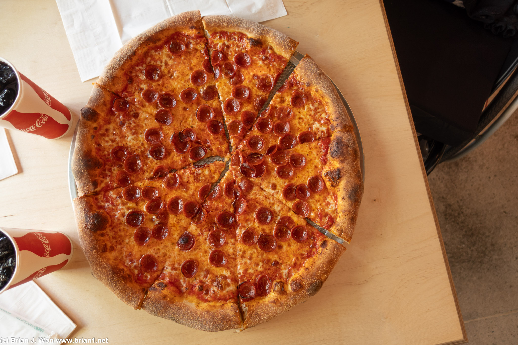 Large pepperoni from Danny Boy's Pizza in Westwood.