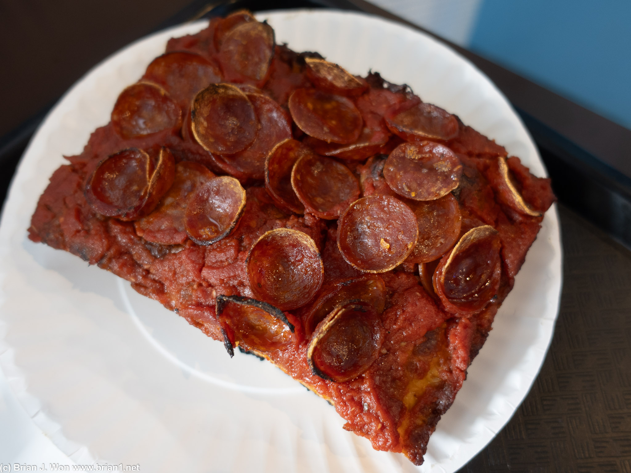 Pepperoni square had potential but was fail due to being served lukewarm.