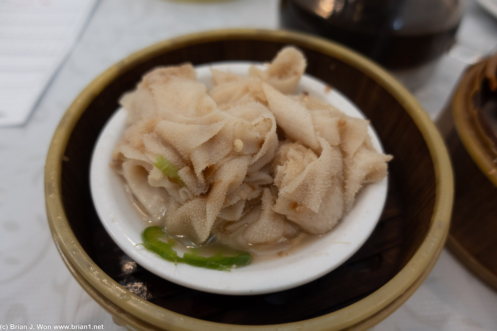 Ngau paak yip (steamed ginger beef tripe) was plain but did the job.