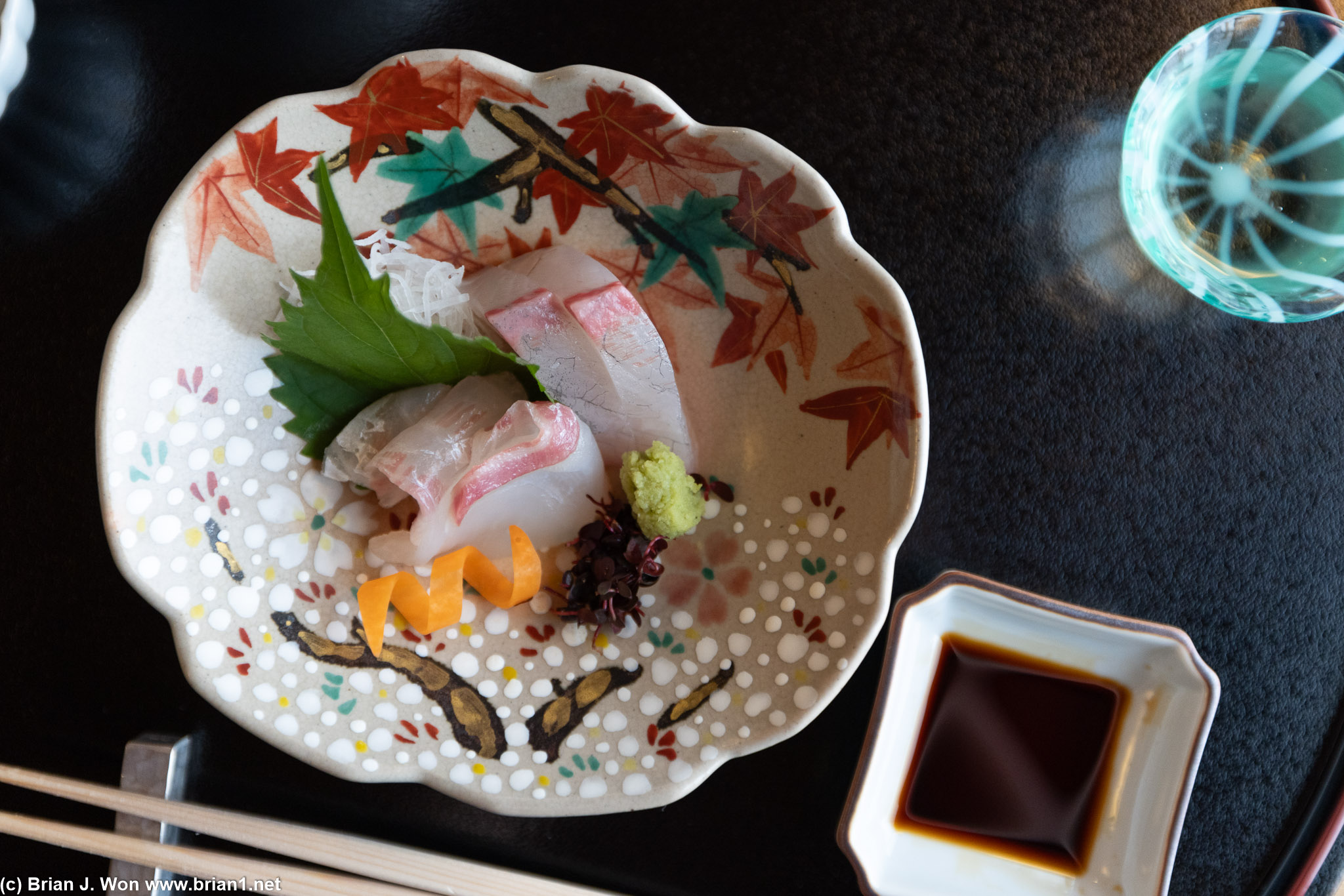 Kampachi (yellowtail) sashimi is a refreshing opener.