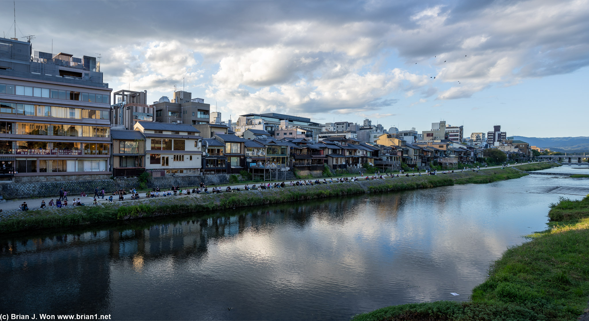 Kamo River is a popular hang out spot.