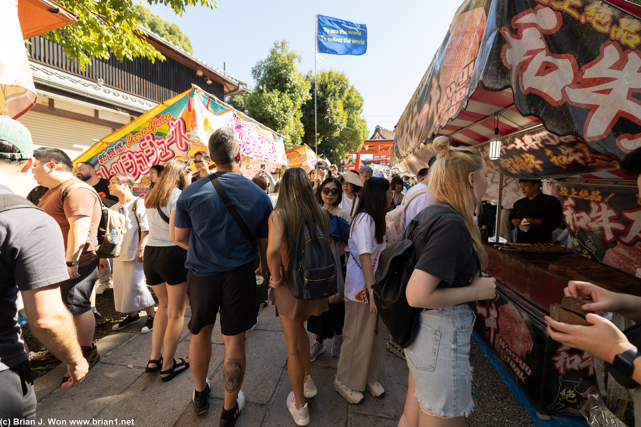 Heading through a crowd of hungry tourists.