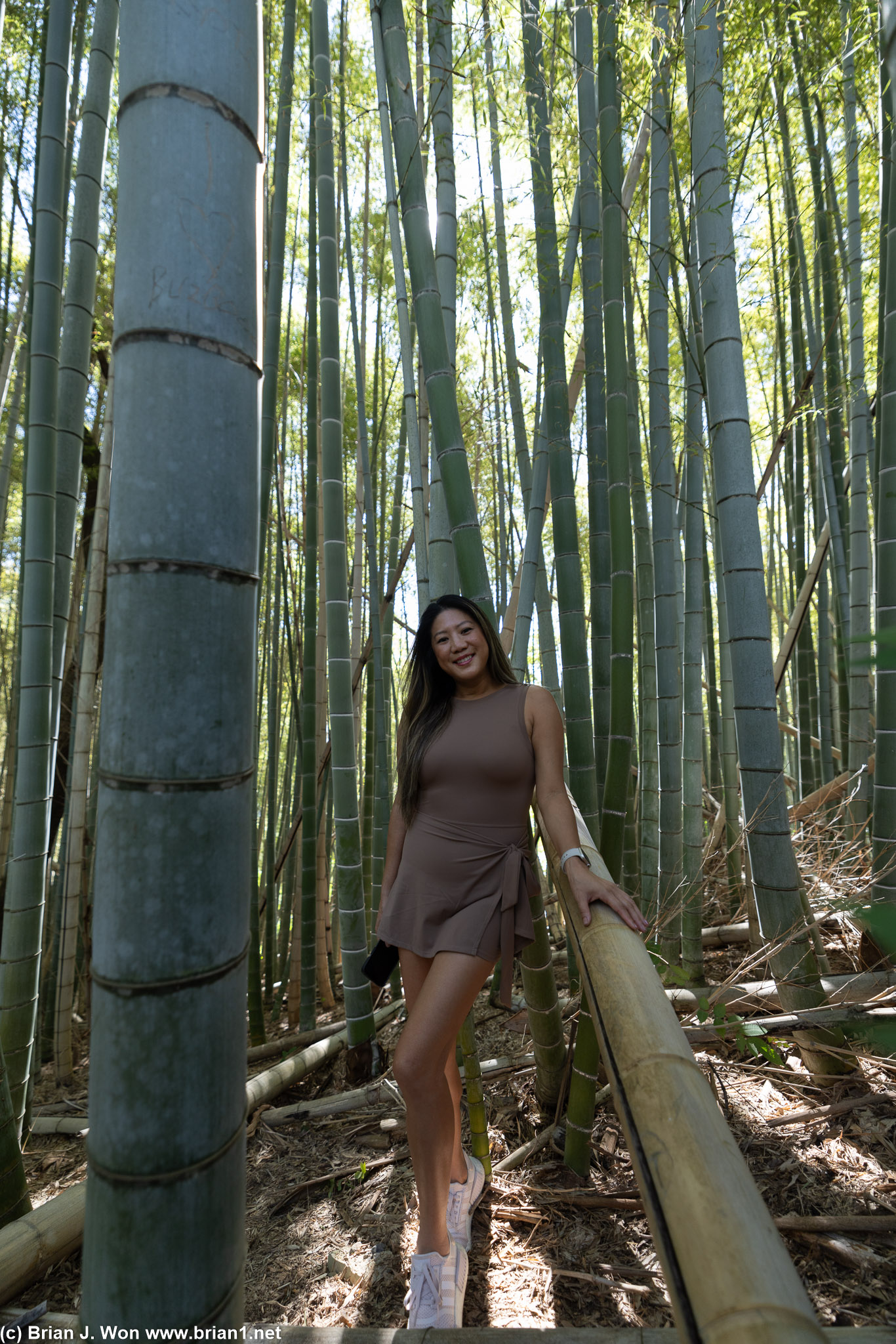 Big smiles surrounded by the forest.