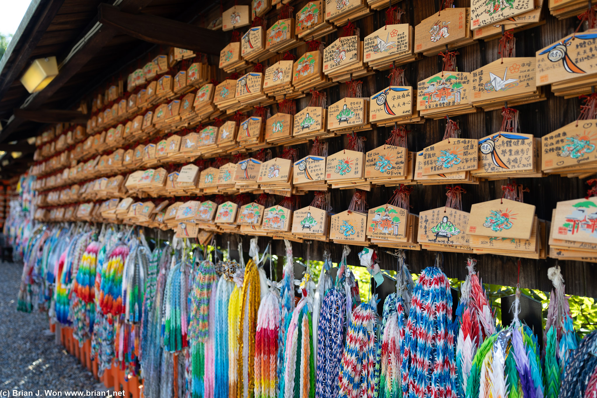 Prayer cards and paper cranes.