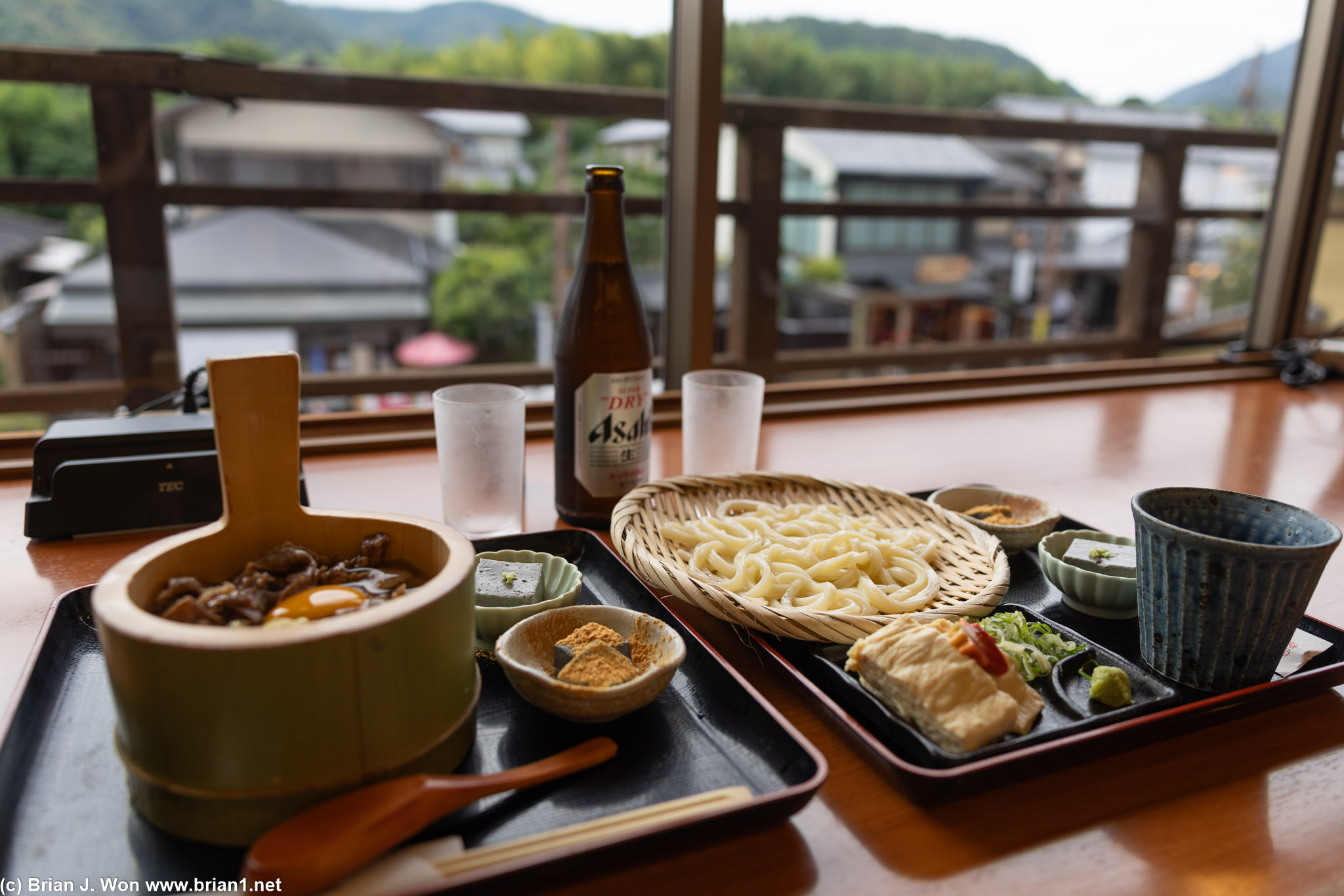 Beef udon and and plain udon.