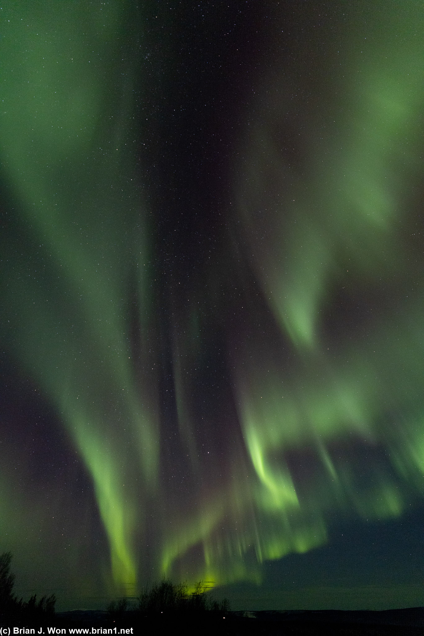 Aurora borealis climbing even higher in the sky.