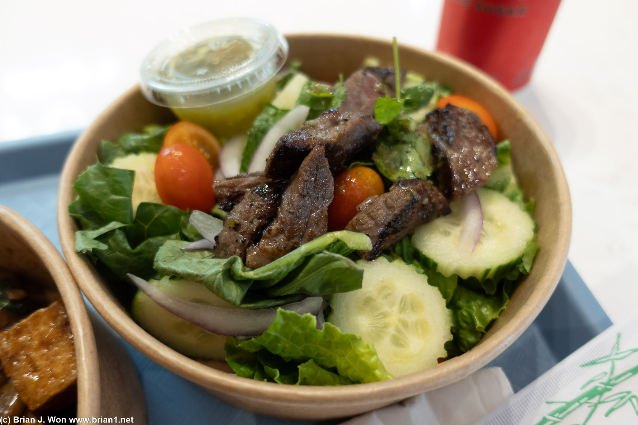 Beef salad is good.