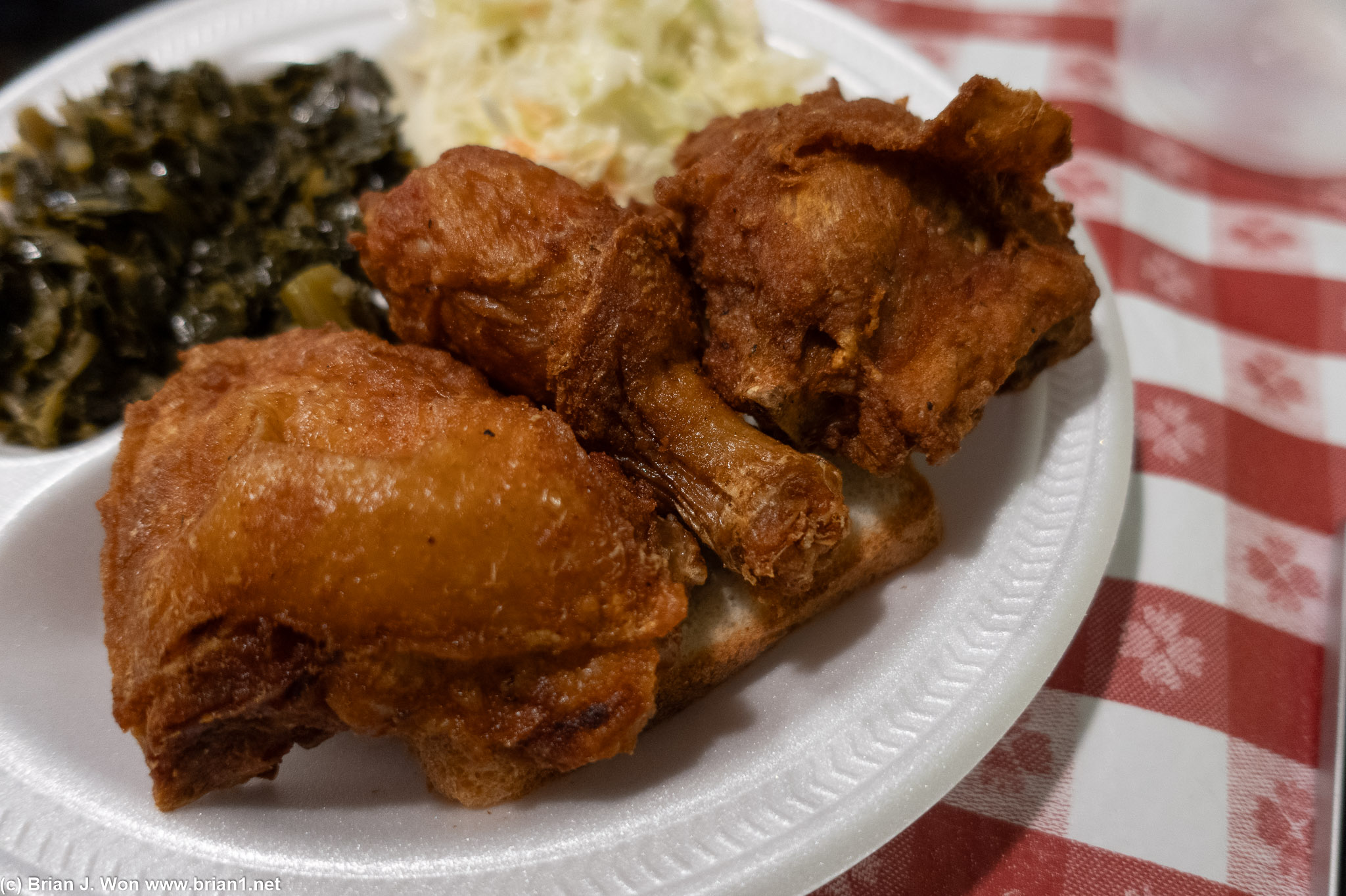 Fried chicken is small but tasty.