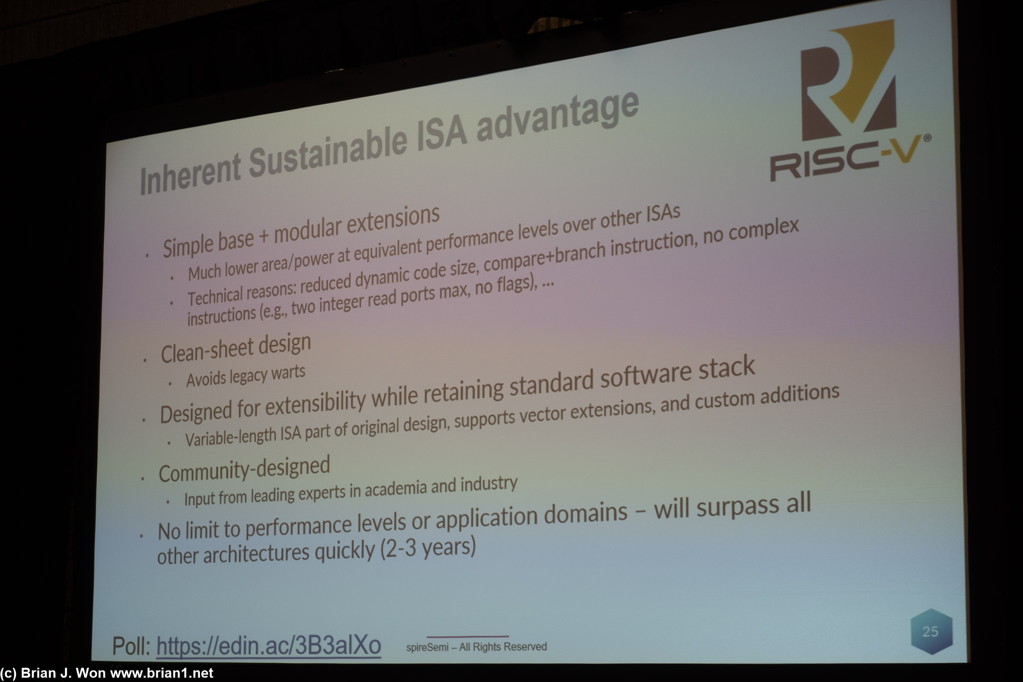 Note the last RISC-V slide is somewhat contradictory to the first.