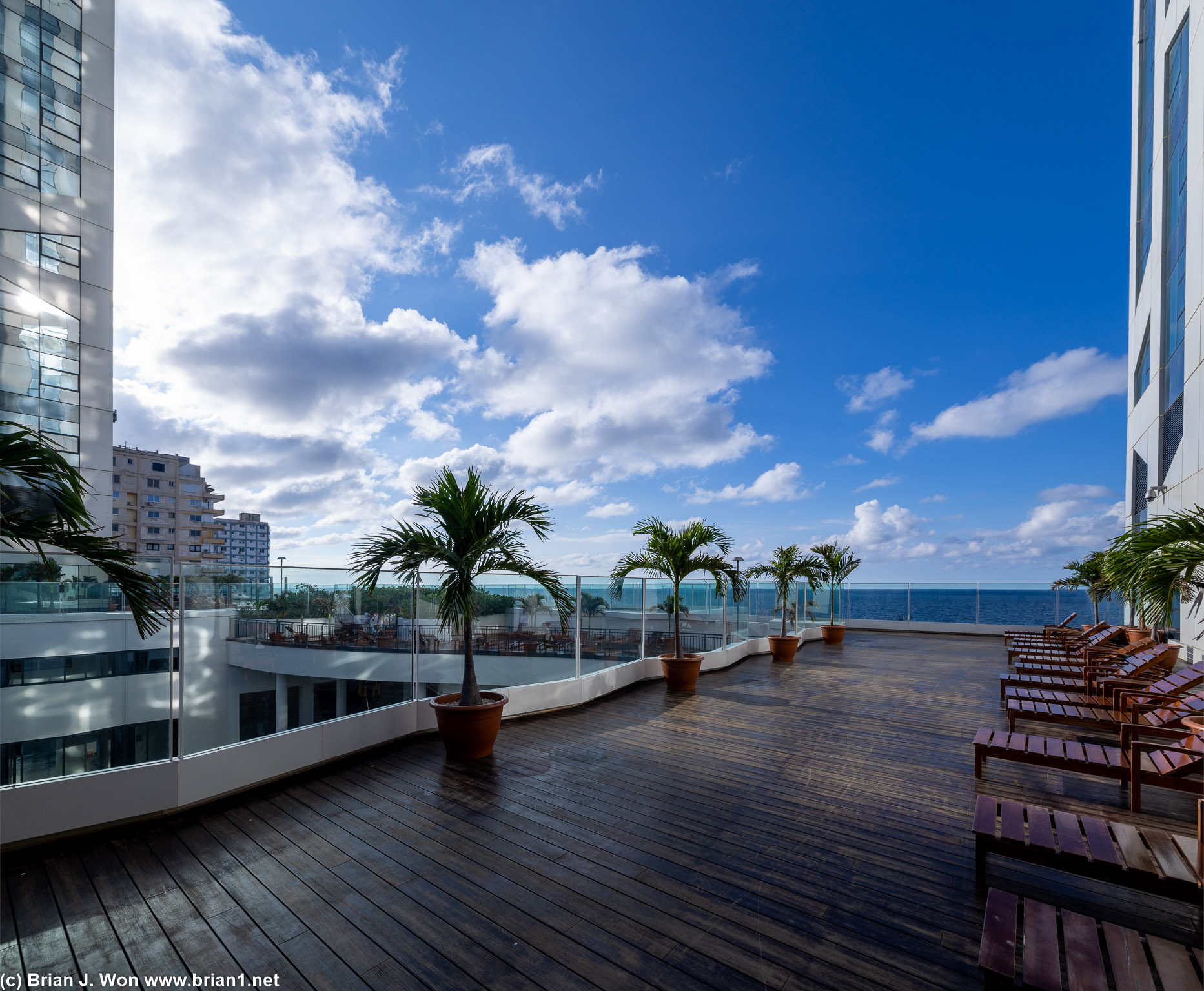 The upper level pool deck.